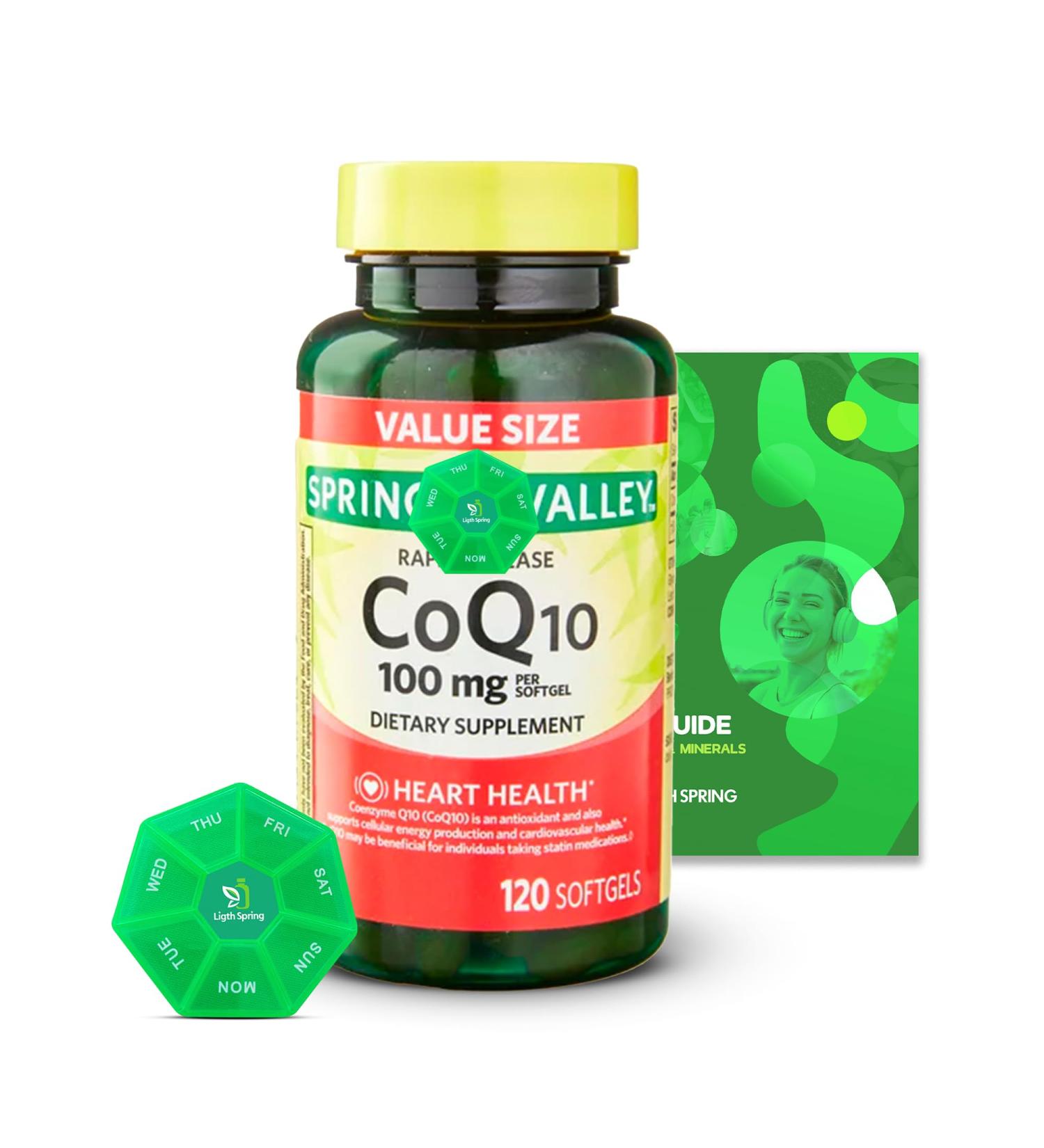 Rapid-Release CoQ10 100 mg - 120 Softgels with Exclusive Vitamins & Minerals Bundle | A to Z Guide & Weekly Pill Organizer - Buy Online on GoSupps.com