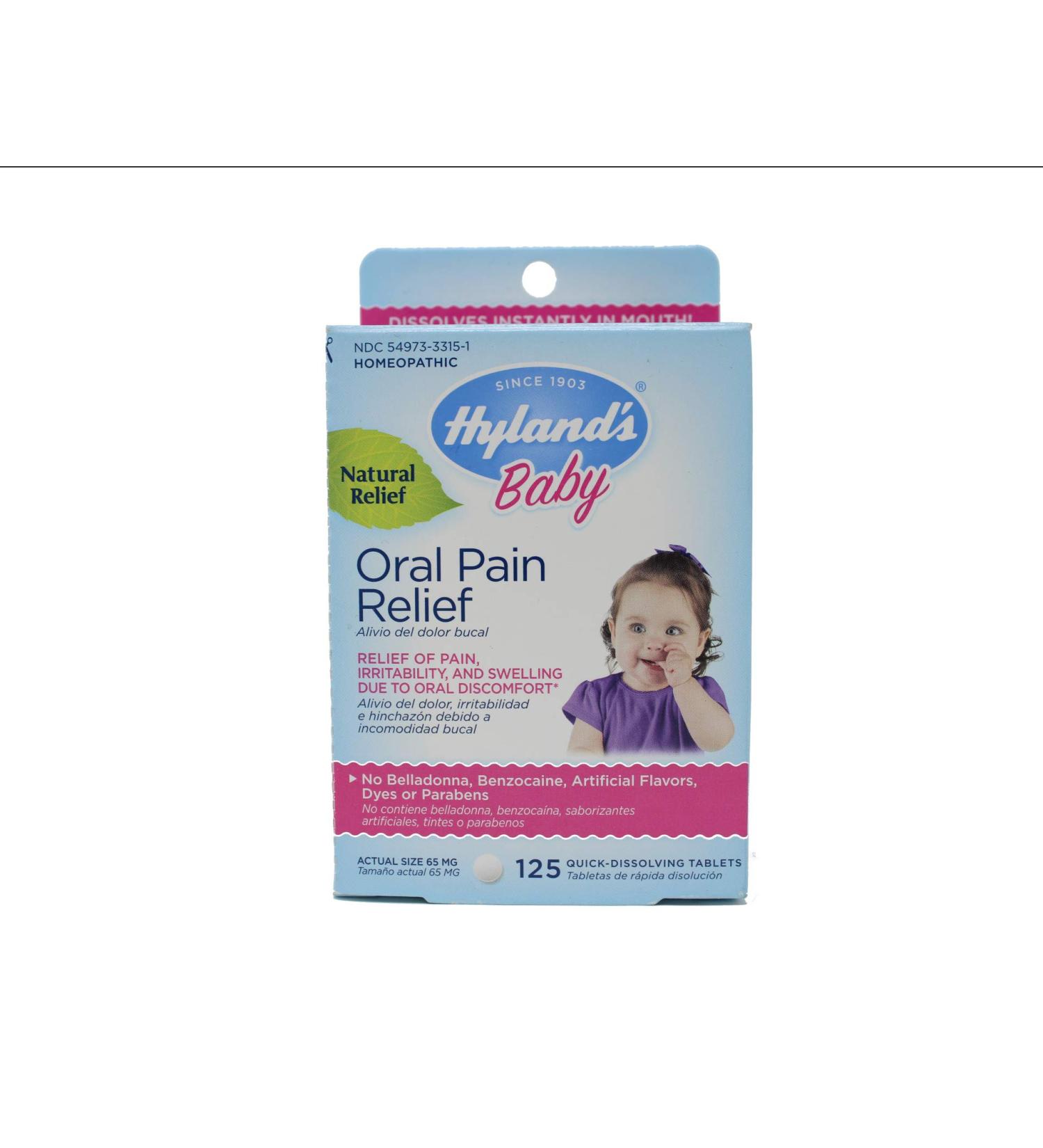 Hyland's Baby Oral Pain Relief Tablets 125ct (2 Pack) | Natural Teething Relief - Buy Online on GoSupps.com