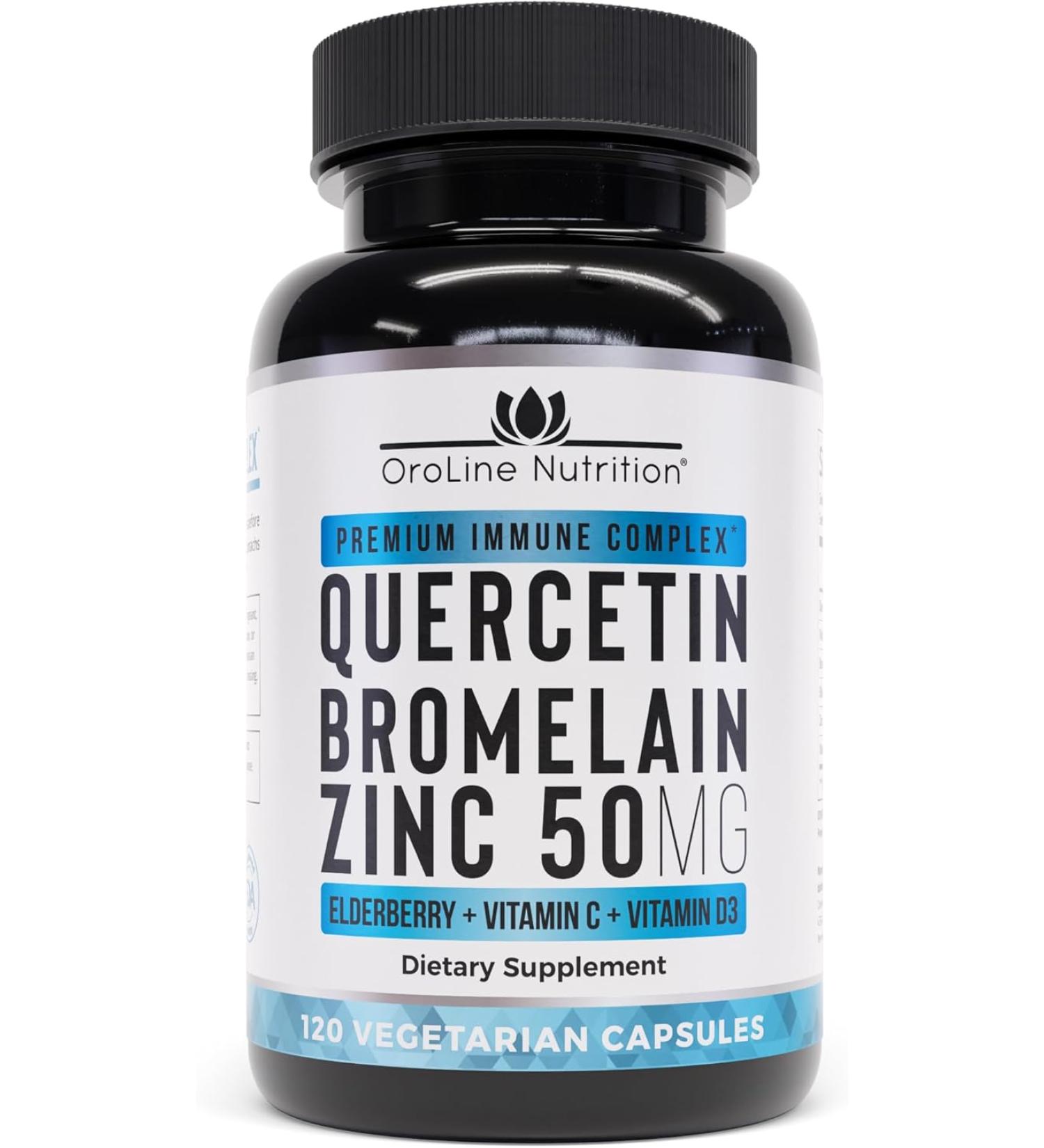 Quercetin 500mg with Zinc, Vitamin C, D3 & Bromelain - Immune Support Supplement - Buy Online on GoSupps.com