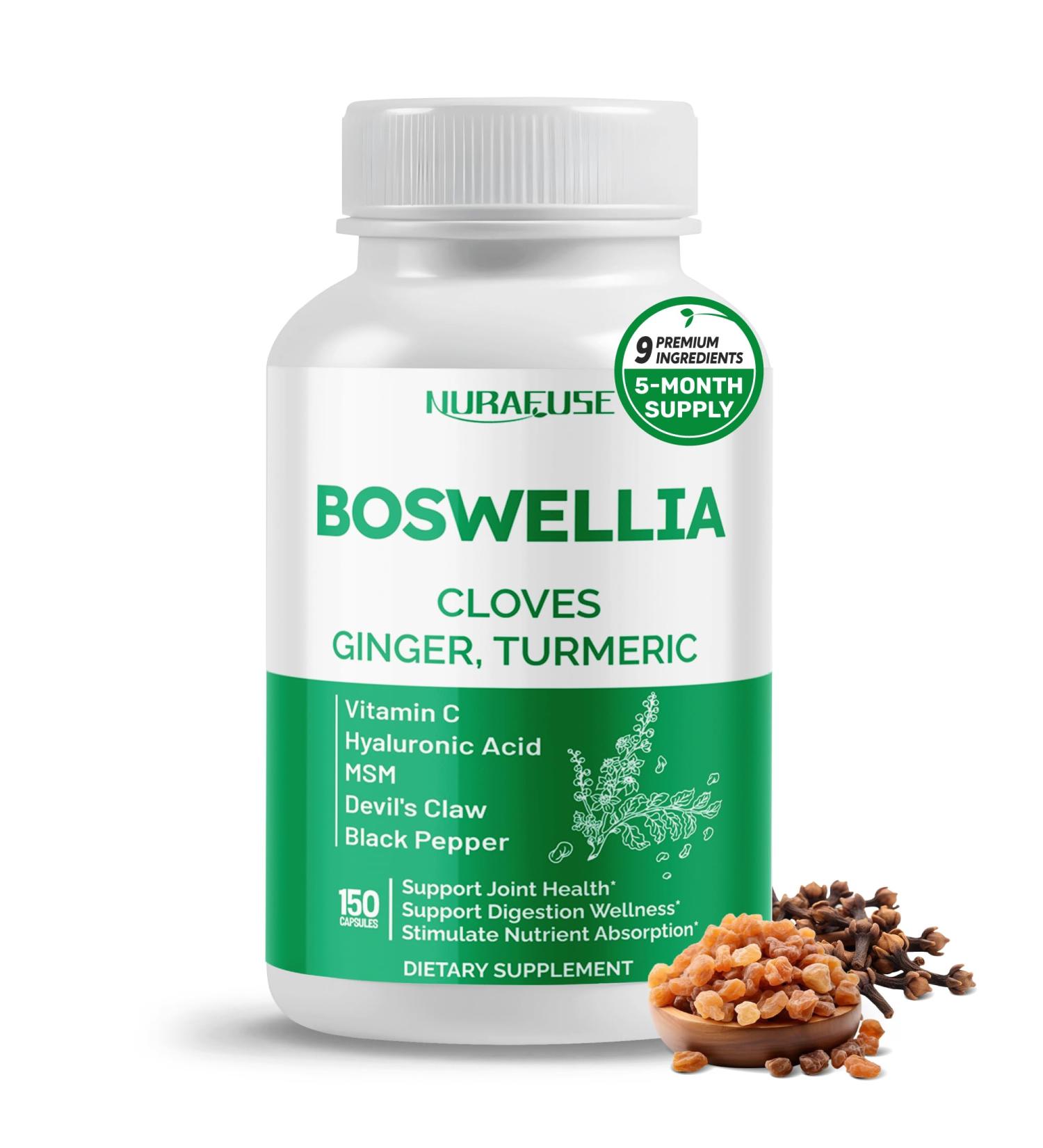 Boswellia with Cloves Ginger Turmeric Vitamin C Hyaluronic Acid MSM Devil's Claw Supports Joint Health Digestive Wellness* & Nutrient Absorption* Made in The USA 150 count (pack of 1) - Buy Online on GoSupps.com