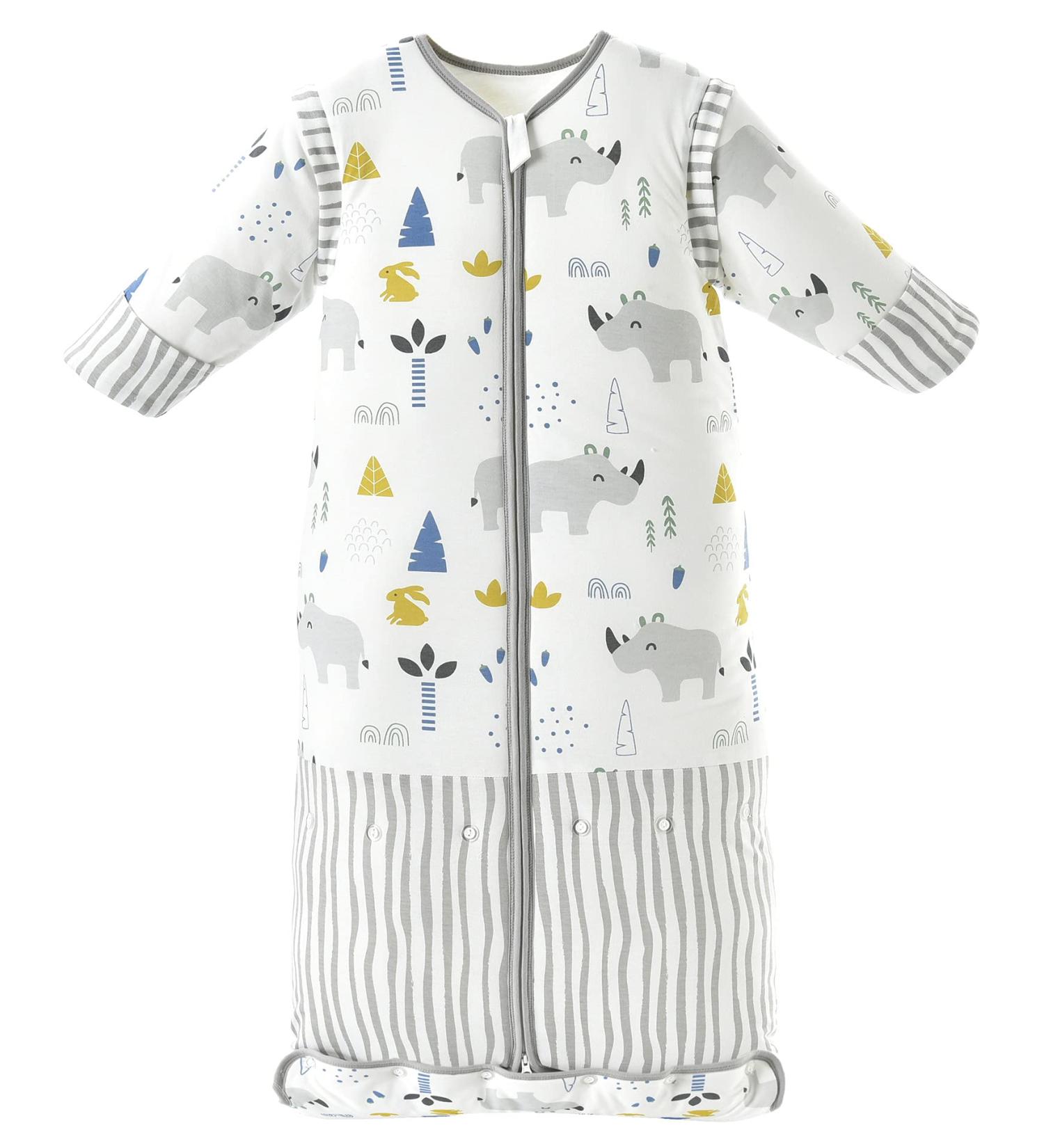 Chilsuessy Baby Sleeping Bag 3.5 Tog | Winter Wearable Blanket for Kids |Adjustable Length & Removable Sleeves | Toddler Sleeping Bag 3-6 Years | Cute Rhinoceros Design - Buy Online on GoSupps.com