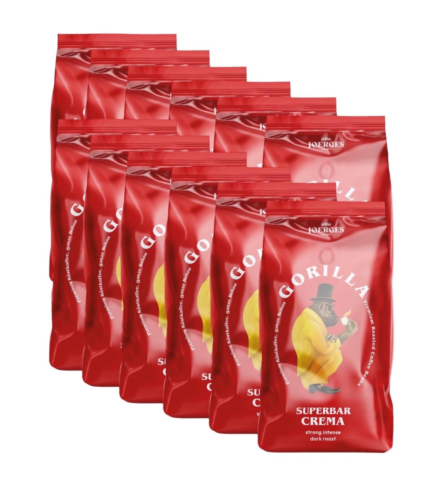Joerges Gorilla Espresso Super Bar Crema 12 x 1 kg coffee whole bean - Buy Online on GoSupps.com
