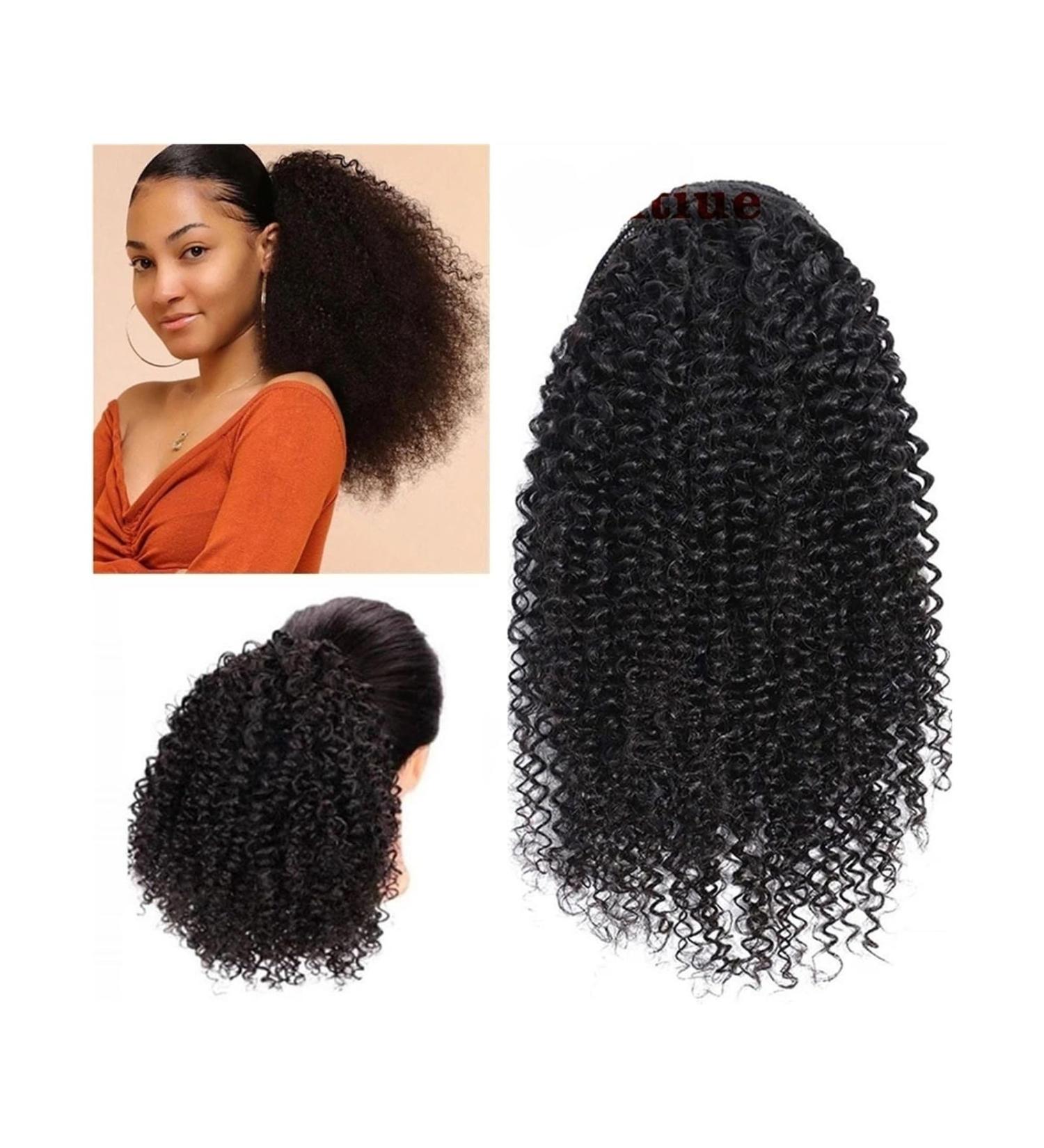 Ponytail Extension Kinky Curly Hair Extensions 8-26" Human Hair Drawstring Ponytail Extension Brazilian Real Human Hair Clip in Ponytail Hair Extension for Black Women Ponytail Hairpiece for Women ( 12inches Natural Color - Buy Online on GoSupps.com