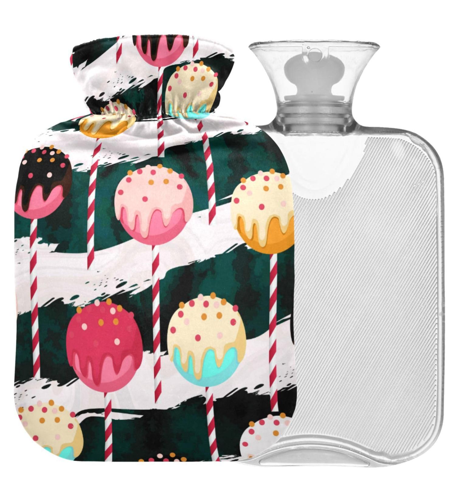 Naanle Striped Sweet Hot Water Bottle with Cover - 1L Transparent Warm Water Bottle for Pain Relief & Heat Therapy | Ideal for Bed Hands & Feet - Buy Online on GoSupps.com
