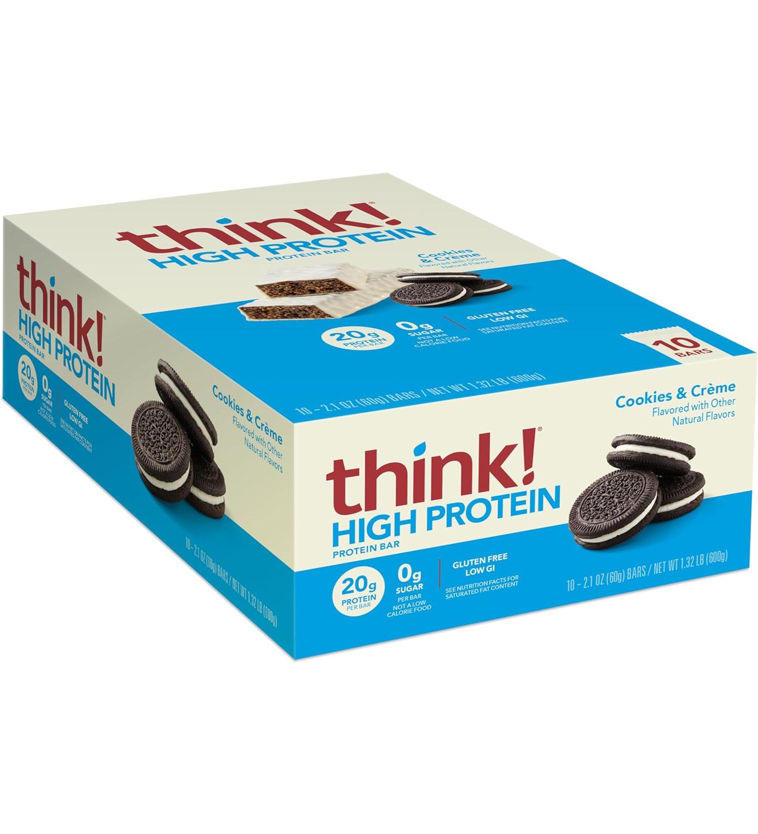 Think Thin High Protein Bar - Cookies and Cream - 10 Bars - Buy Online on GoSupps.com