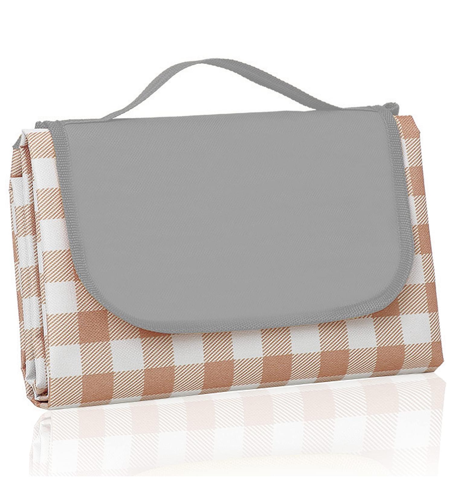 QWXNRG Outdoor Picnic Blanket - Foldable Waterproof Sand Mat - Extra Large 60 x 80 - Brown Striped for Beach Camping Hiking Travel - Buy Online on GoSupps.com