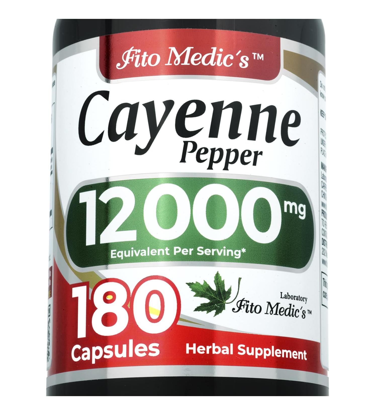 FITO MEDIC'S Lab | Cayenne Pepper Capsules Organic | Cayenne Pepper Extract | 600 mg 20:1 per 3-Capsule Serving | 180 Capsules - Buy Online on GoSupps.com