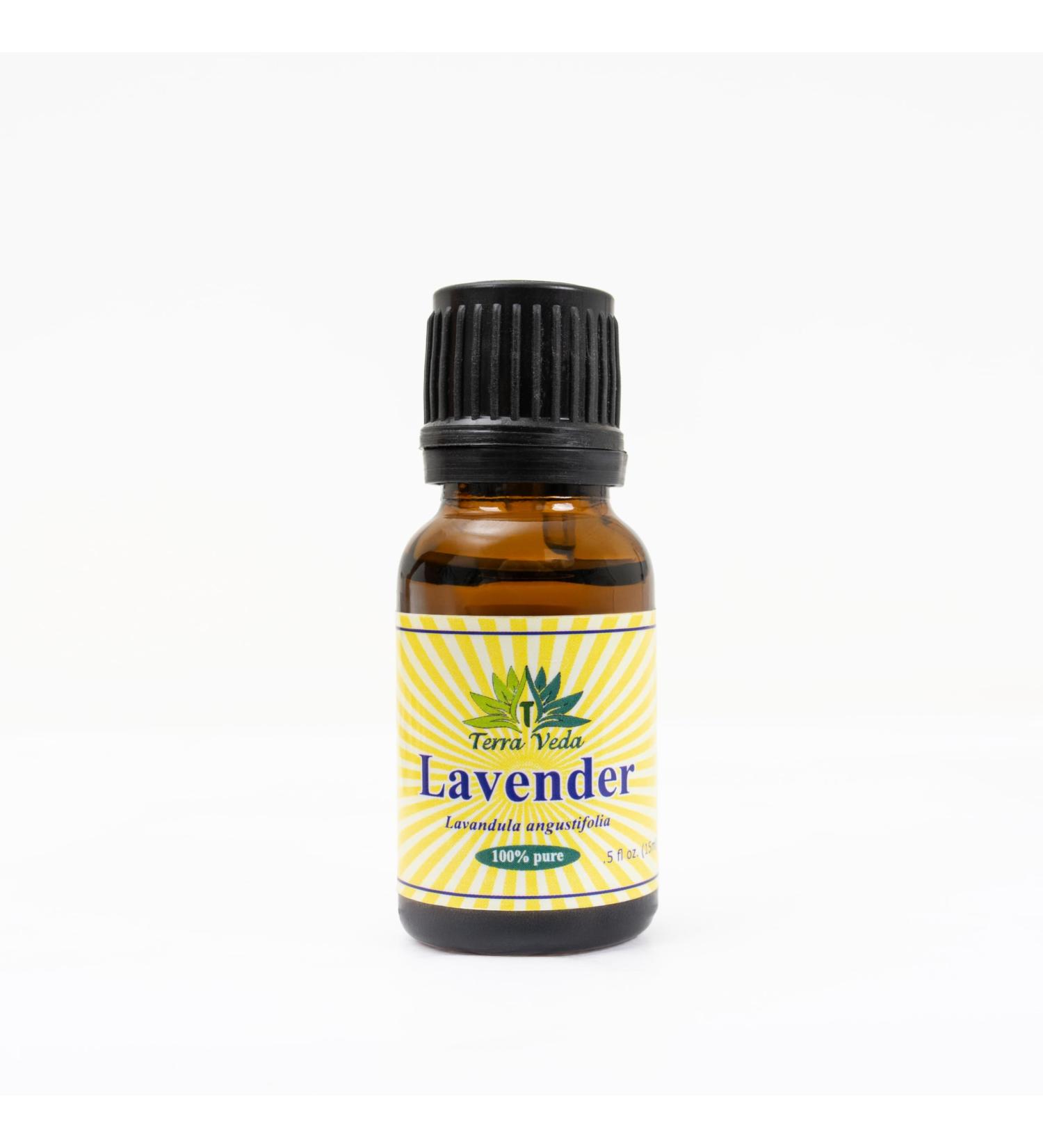 Terra Veda Pure Kashmir Lavender Essential Oil Rare Therapeutic Grade Aromatherapy Oil Lavandula Angustifolia 100% Natural Steam Distilled No Additives 15ml