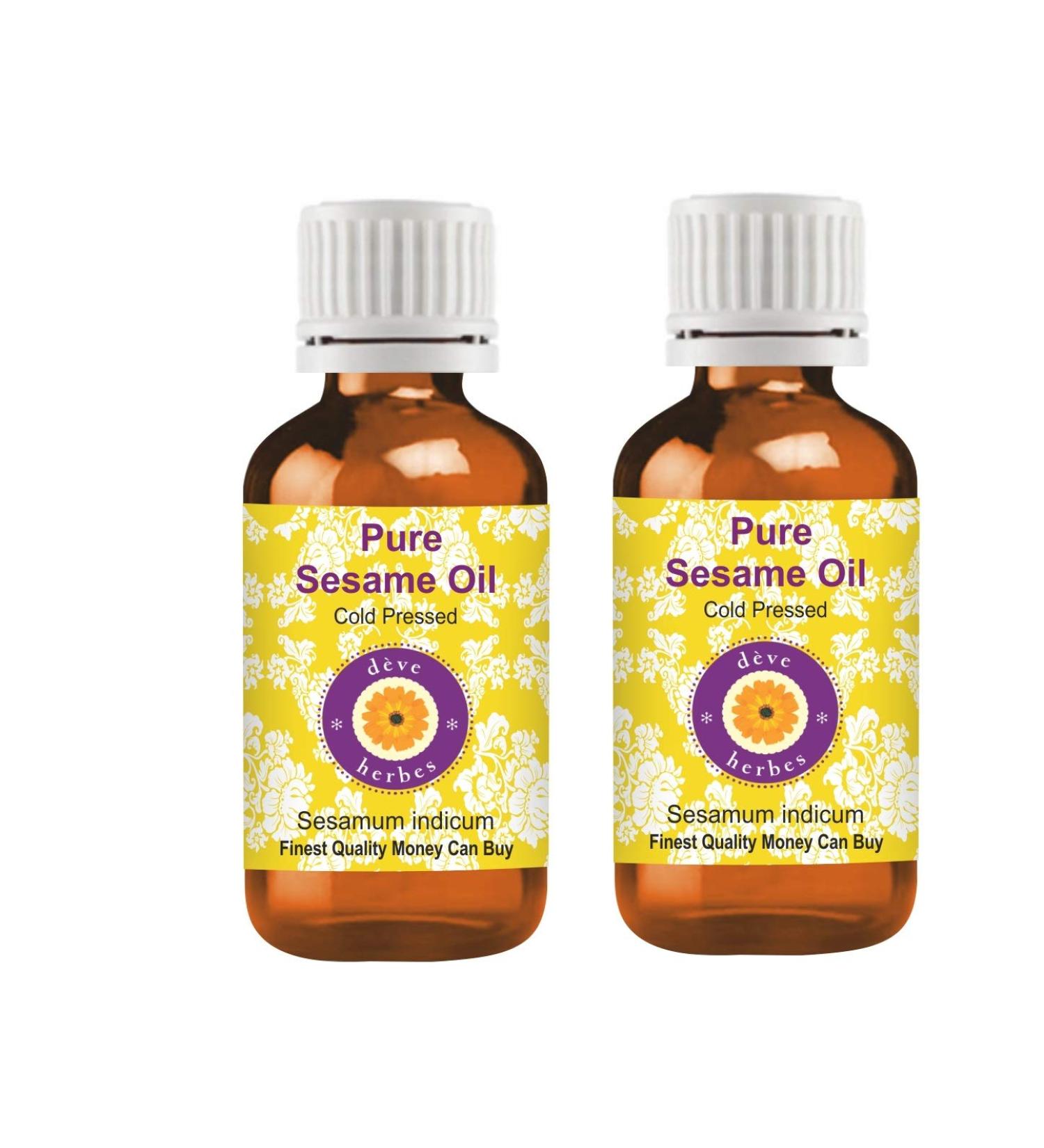  Deve Herbes Deve Herbes Pure Sesame Oil (Sesamum Indicum) - Natural Cold Pressed Therapeutic Grade - 100ml x 2 (6.76 oz) - Buy Online on GoSupps.com