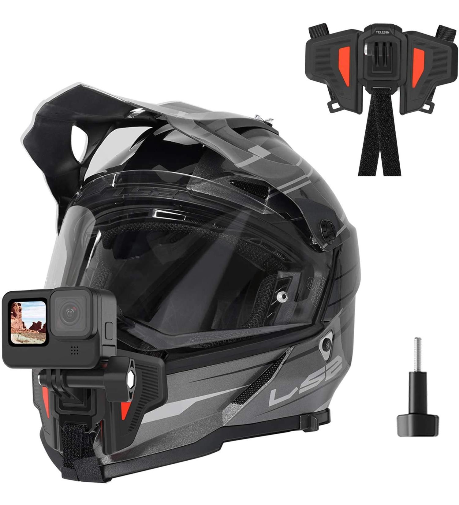 Telesin Helmet Holder for GoPro Hero 12/10/9/8/6 DJI OSMO Action & Insta360 - Non-Slip Silicone Easy Install - Action Camera Accessories - Buy Online on GoSupps.com
