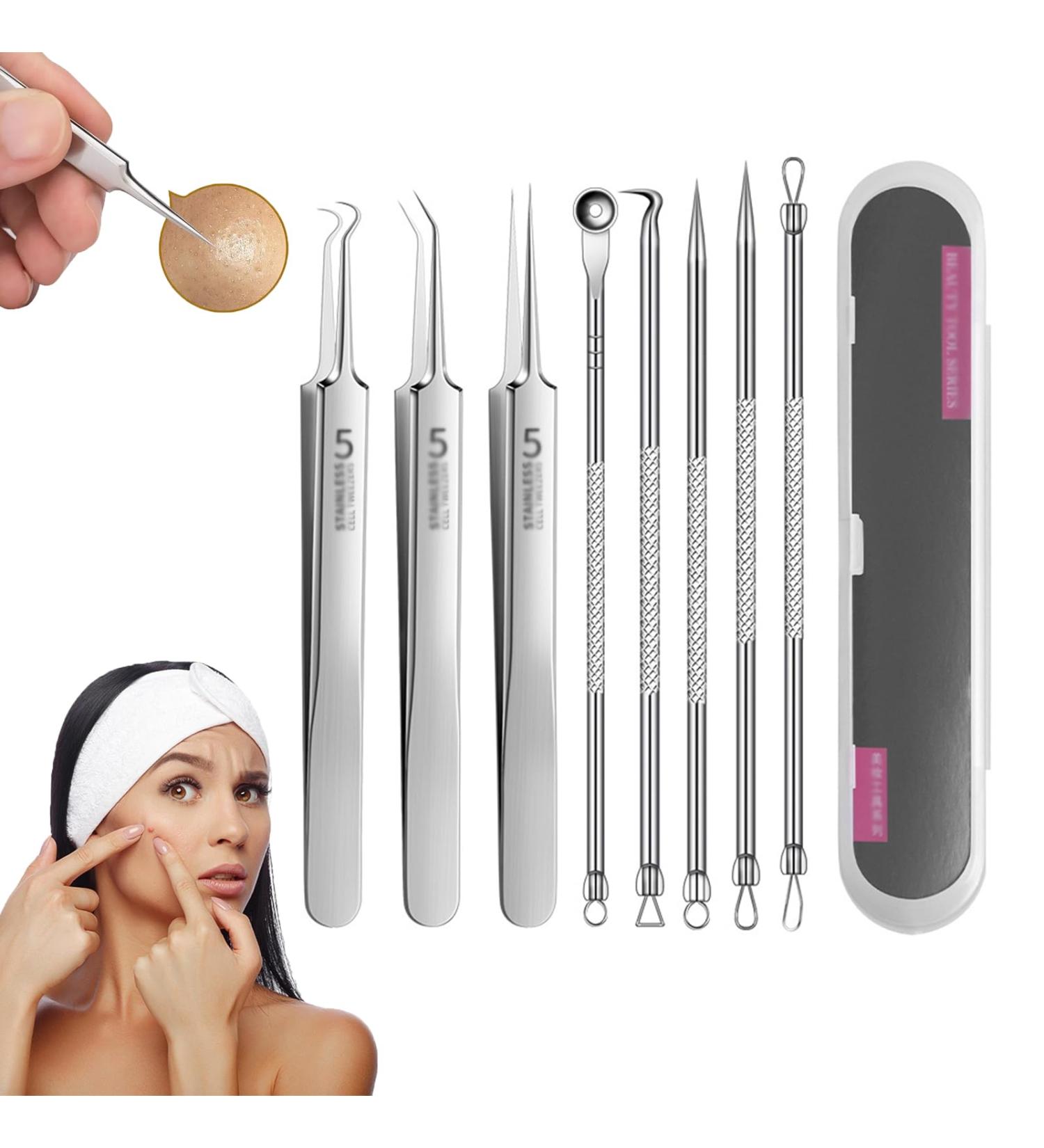 Usiveinborn Blackhead Remover Usiveinborn Tweezers Professional Stainless Steel Facial Blackhead Remover Tweezers Blackhead Tweezers Professional (8pcs) - Buy Online on GoSupps.com