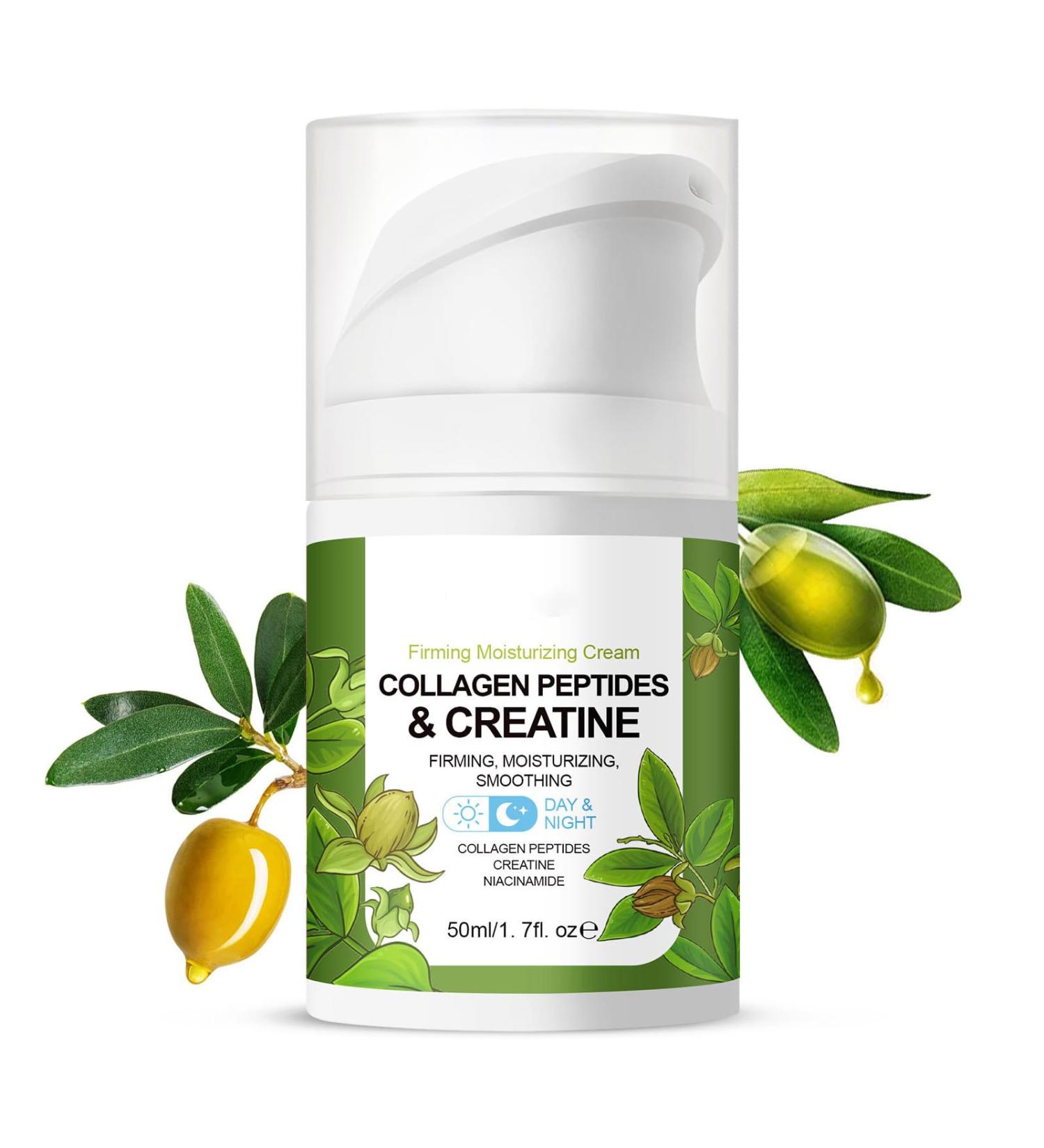 Collagen Peptide Complex Moisture Cream with Retinol Creatine and Plant Squalane - Skin Tightening Firming - Anti Aging Face Wrinkle Cream Day & Night Moisturizing Facial Cream -1.7oz - Buy Online on GoSupps.com