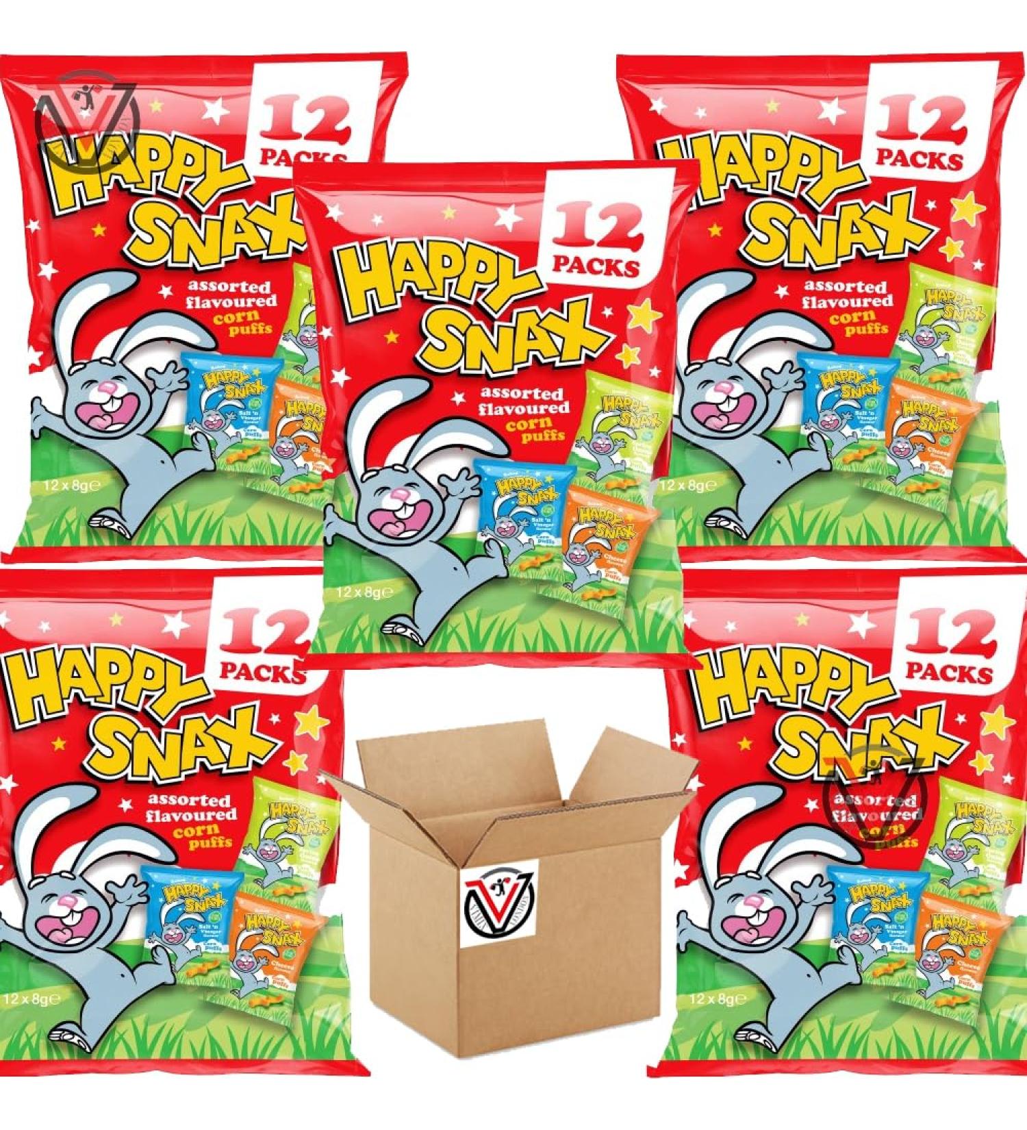 05 x Happy Snax Crisps Assorted Flavours Corn Puffs 12 pks 96g | VIMIX - Buy Online on GoSupps.com