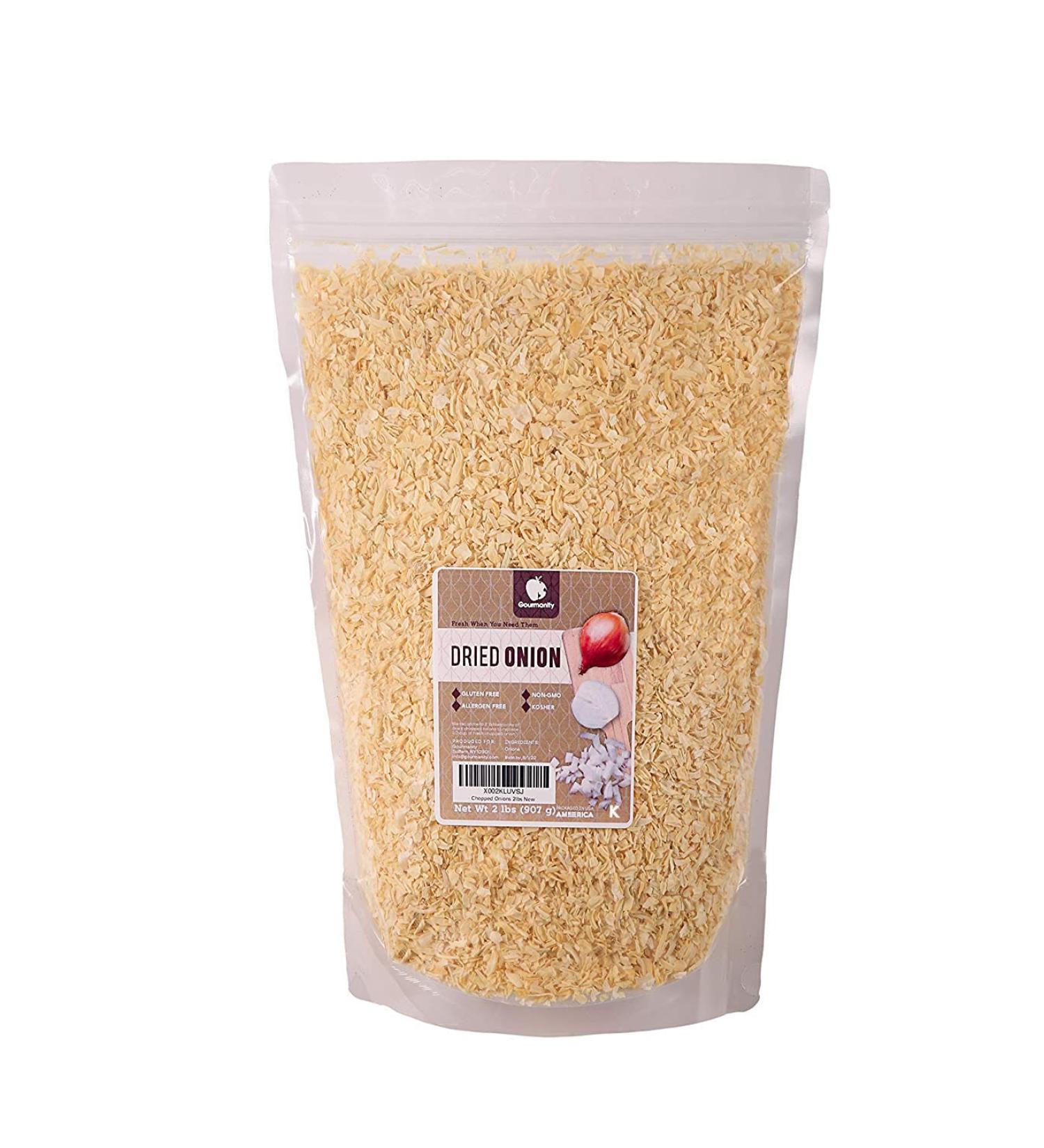 Gourmanity 2 lb Minced Onions - Dehydrated Onion Flakes for Cooking - Fresh Yellow Onion Substitute - Bulk Dried Chopped Onions - Buy Online on GoSupps.com
