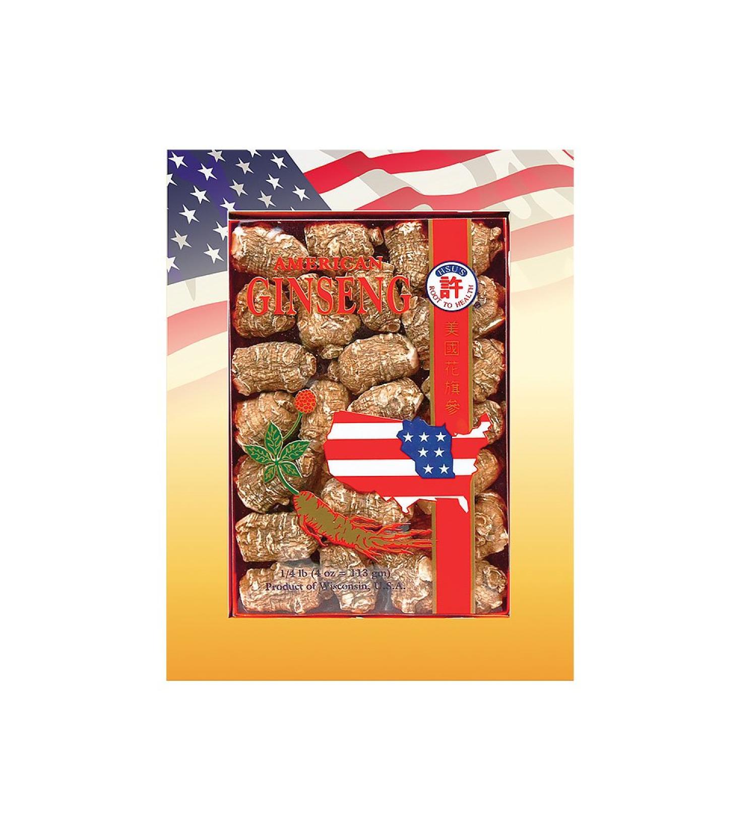 Hsu's SKU 0168-M4 Pearl Medium American Ginseng Roots 4 oz Box - Buy Online on GoSupps.com