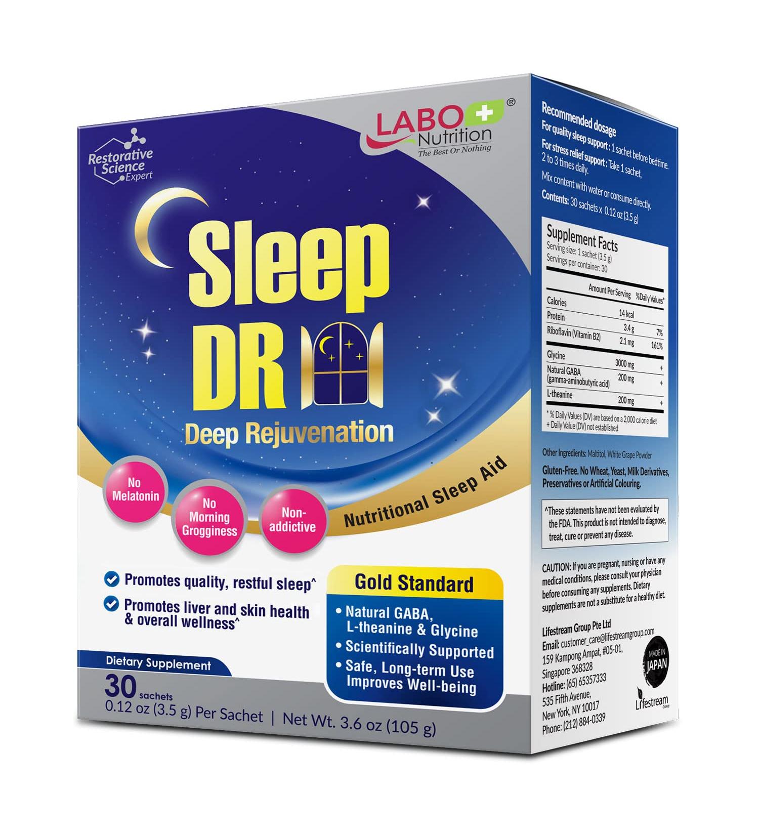 LABO Nutrition Sleep DR (Deep Rejuvenation) with Natural GABA, L-theanine, Glycine Melatonin-Free, Nutritional Sleep Aid - Buy Online on GoSupps.com