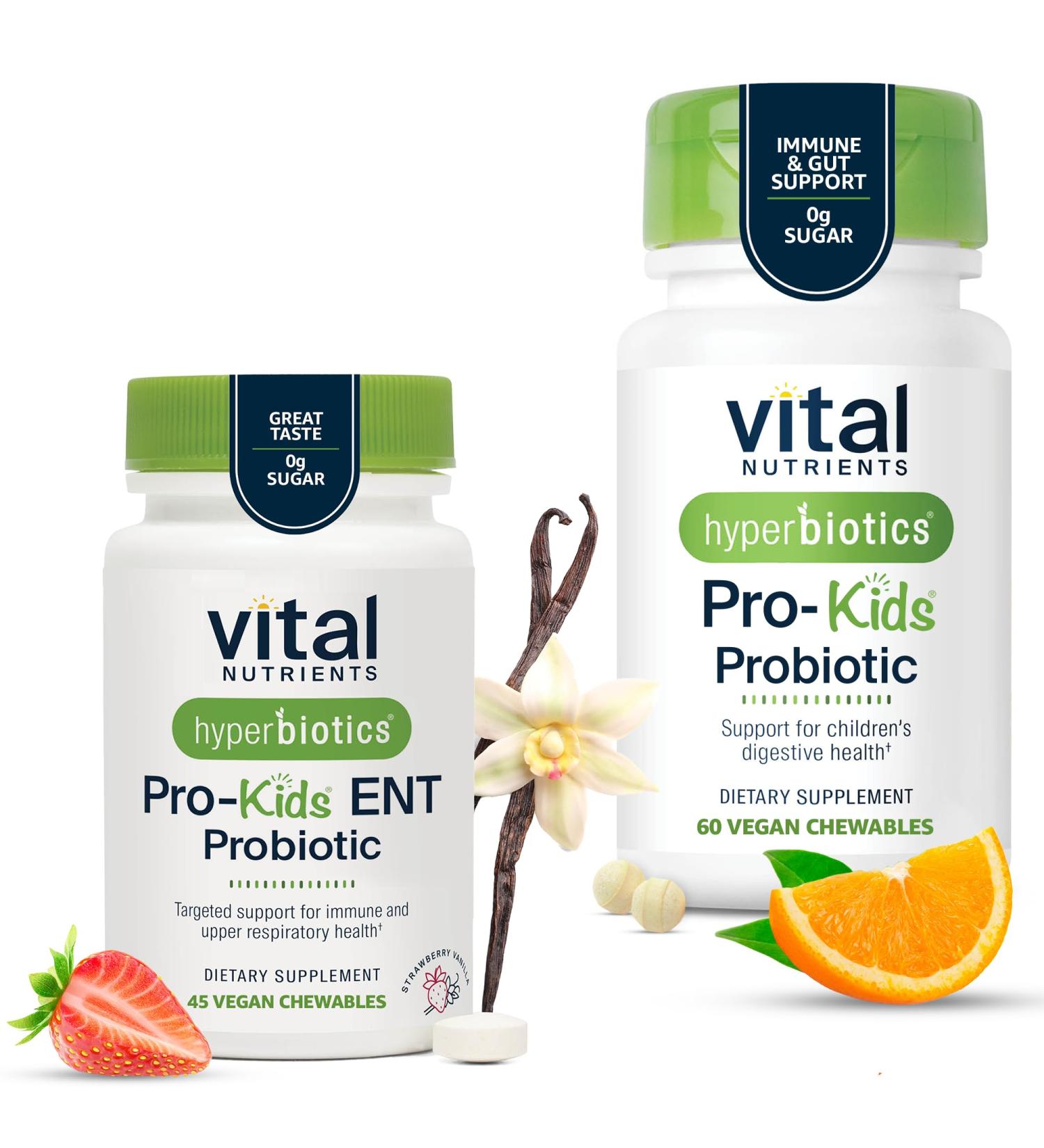 Hyperbiotics Vital Nutrients Children s Health Bundle ENT Formula with BLIS (45 Sugar-Free Strawberry-Vanilla Chewables) & Daily Digestive Support (60 Sugar-Free Orange Tablets) for Gut & Immune Wel - Buy Online on GoSupps.com