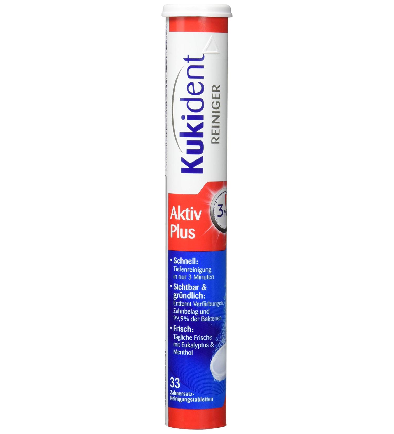 Kukident Aktiv Plus Denture Cleaning Tablets - Pack of 3 (99 Tablets) | Ultimate Freshness & Care | International Shipping Available - Buy Online on GoSupps.com