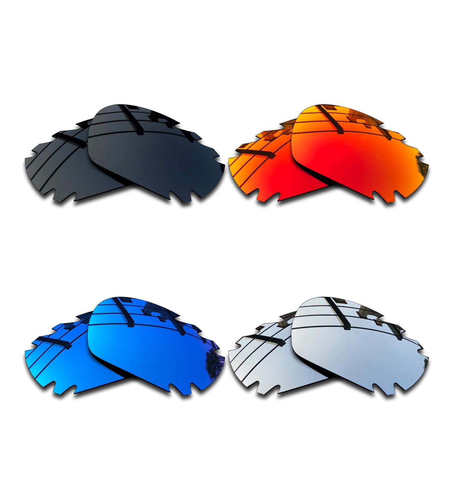SEEABLE Polarized Mirror Replacement Lenses for Oakley Jawbone Vented Sunglasses - Dark Black with Silver, Blue, and Fire Orange Mirrors - Buy Online on GoSupps.com