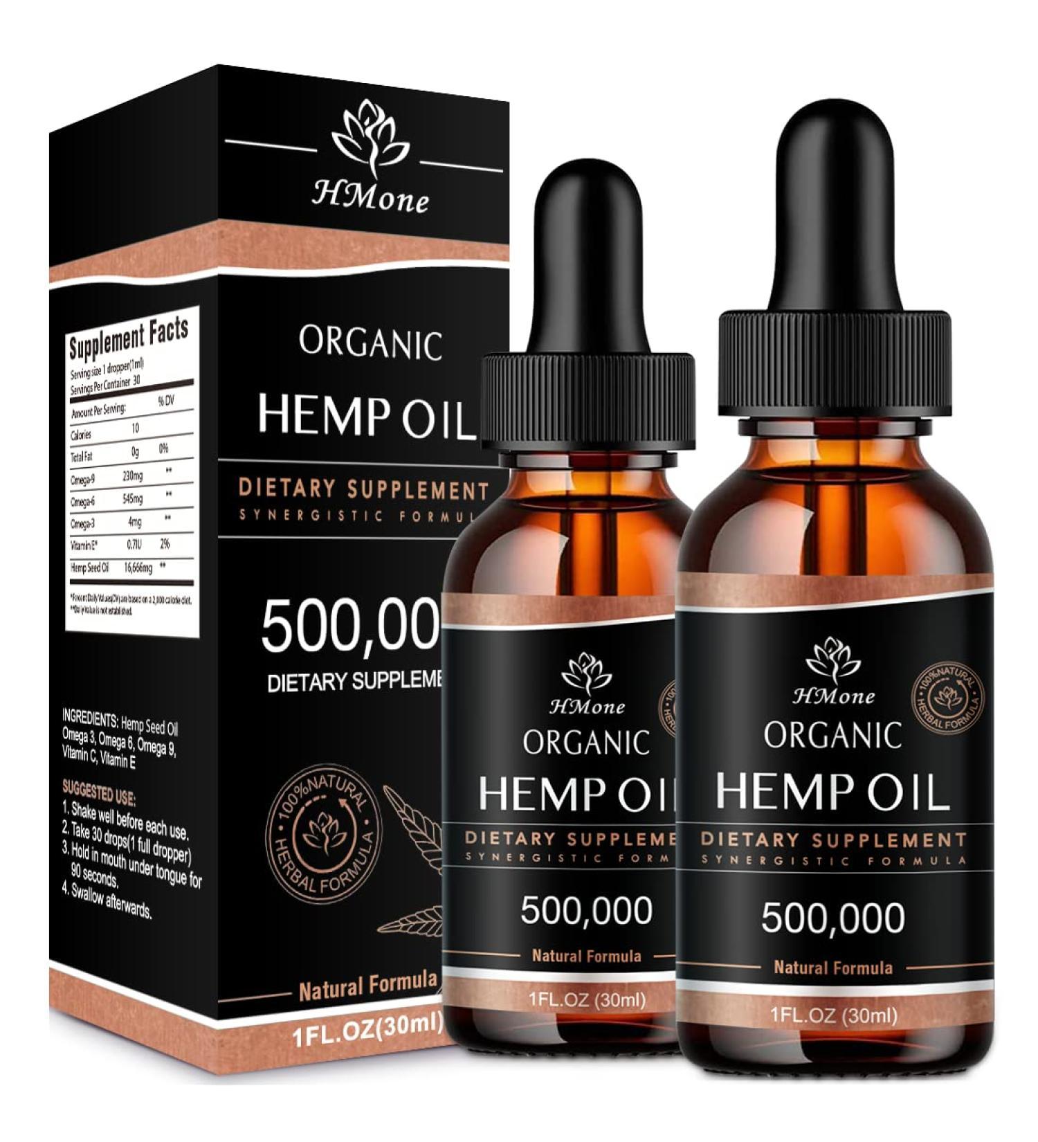 High Potency Hemp Oil 500,000 Extra Strength 2 Pack - Natural Tincture for Relaxation, Sleep, Anxiety & Stress - Organic, Vegan, Non-GMO - 1 Fl Oz (Pack of 2) - Buy Online on GoSupps.com
