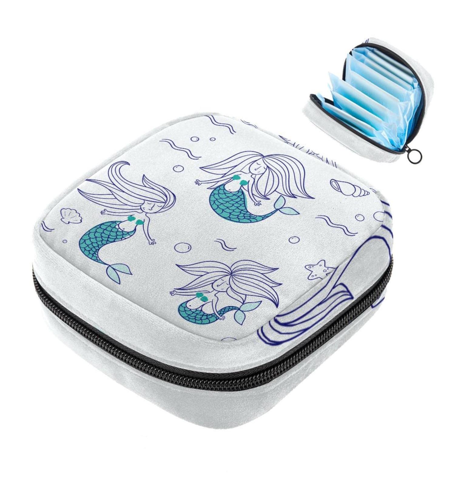 Ocean Sea Mermaid Underwater Storage Pocket for Menstrual Cup - Portable Periodasa for Women Teen Girls & Menstrual Care - Buy Online on GoSupps.com