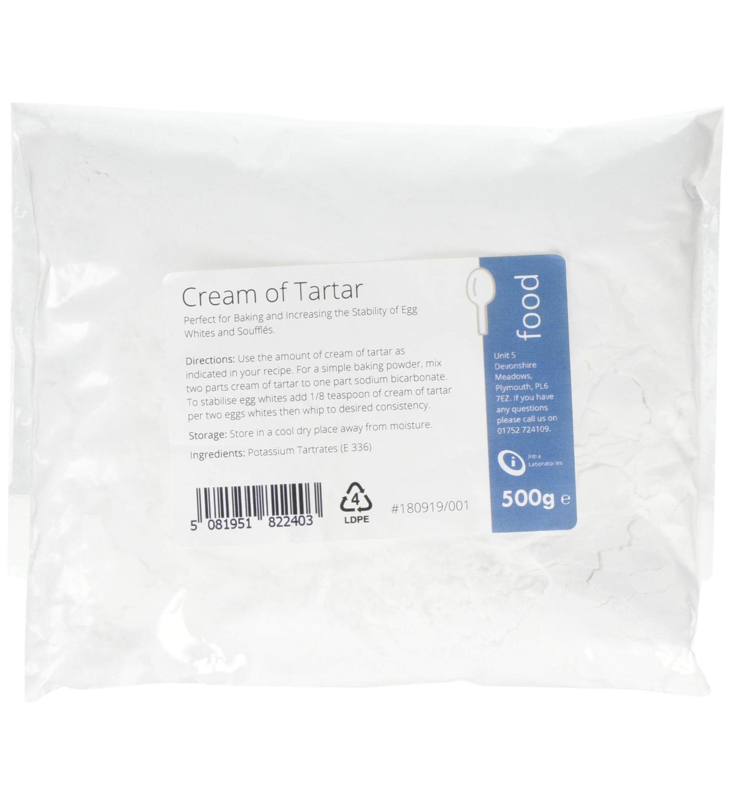 Intralabs Cream of Tartar 500g - Pure Food Grade Powder for Baking & Playdough - Buy Online on GoSupps.com