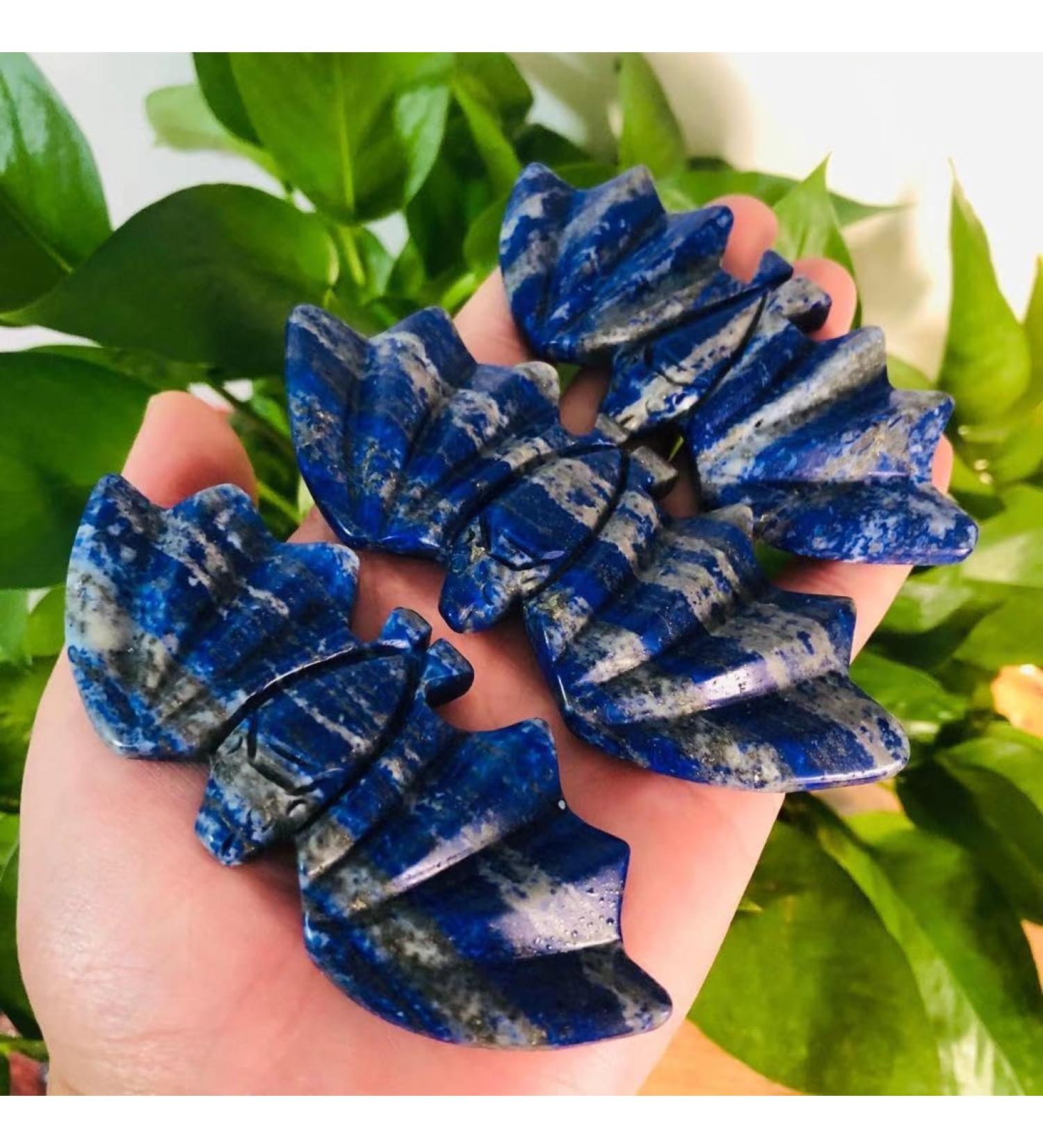 1PC Natural Blue Lapis Lazuli Quartz Stone Carvings Bat Crystal Animal Sculpture for Reiki Natural Luster - Buy Online on GoSupps.com