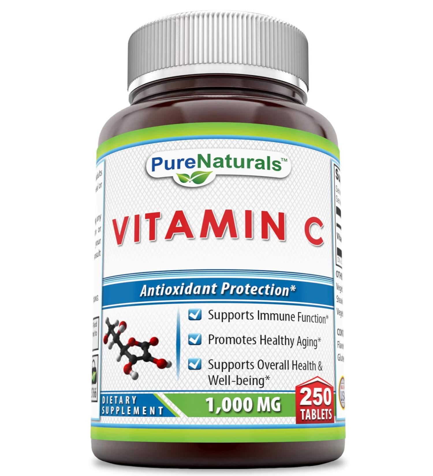 Pure Naturals Vitamin C 1000 mg 250 Tablets -Supports Immune Function* -Supports Overall Health & Well-Being* -Promotes Healthy Aging*