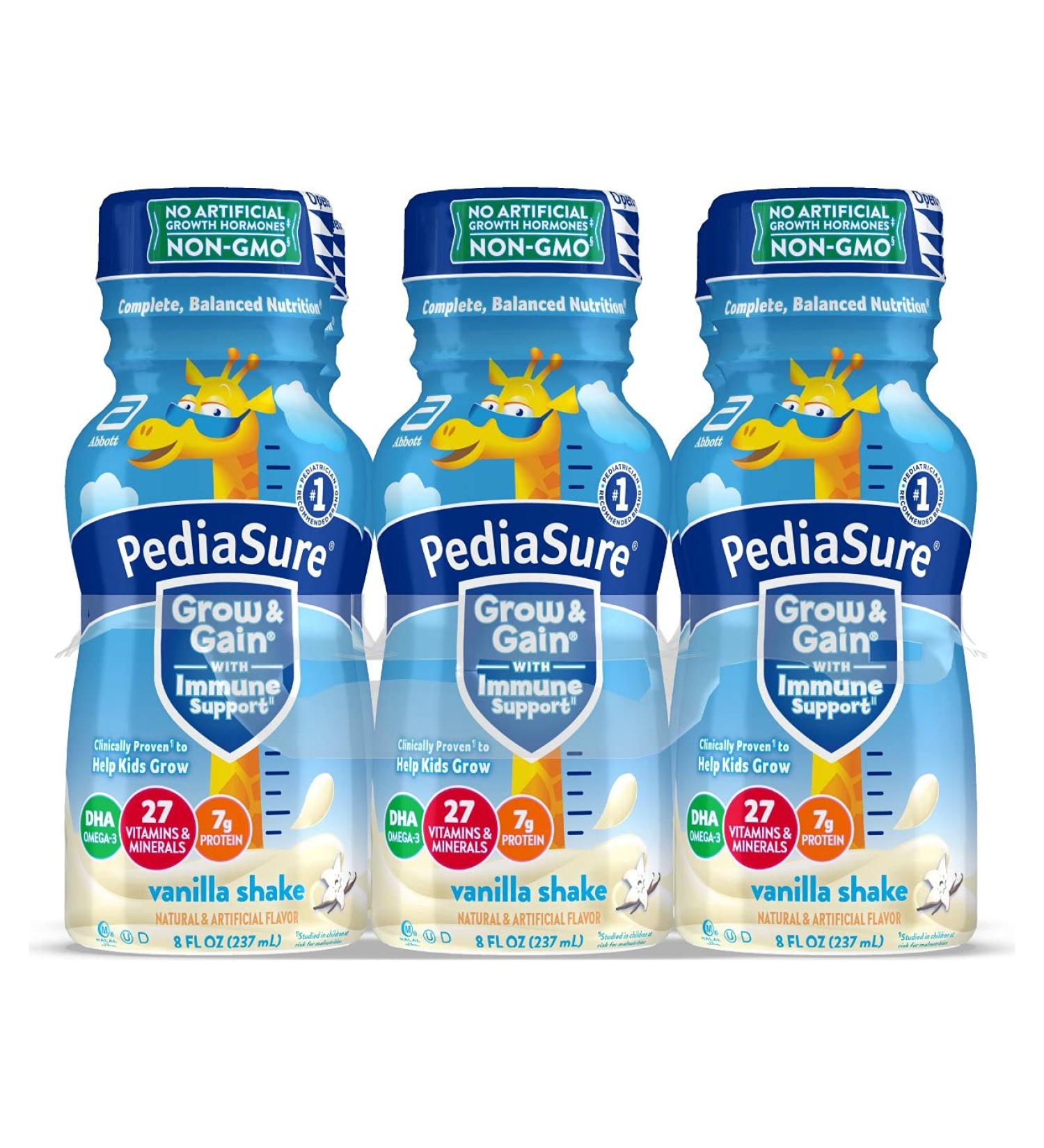PediaSure Grow & Gain Kids Nutritional Shake  with Protein  DHA  and Vitamins & Minerals  Vanilla  8 fl oz  Pack of 6 - Buy Online on GoSupps.com