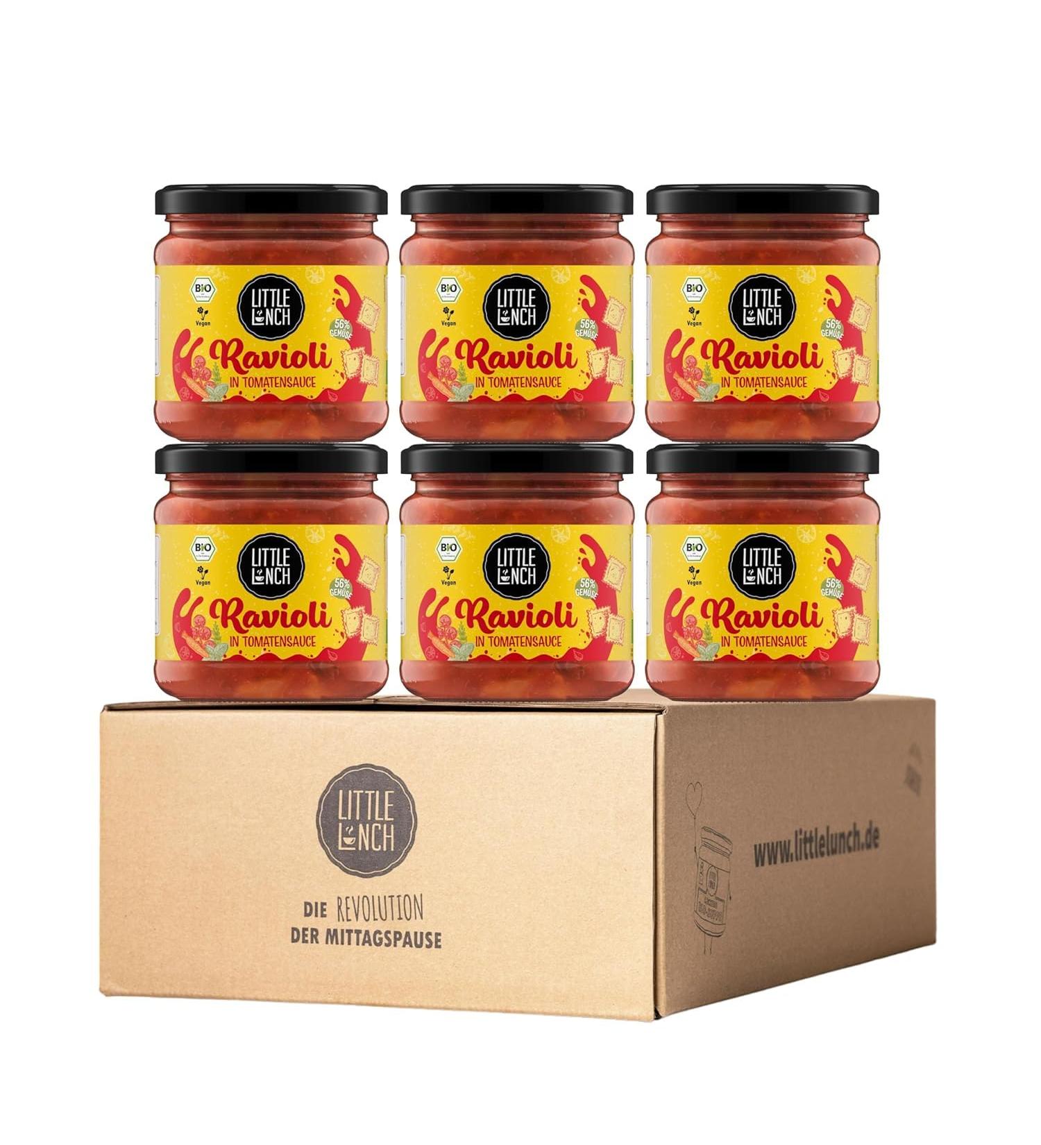 Little Lunch Bio Ravioli in Tomato Sauce - Vegan Noodles with Vegetable Filling | Sugar-Free & No Flavor Enhancers | 6 x 350g | Perfect for Camping & Everyday Meals - Buy Online on GoSupps.com