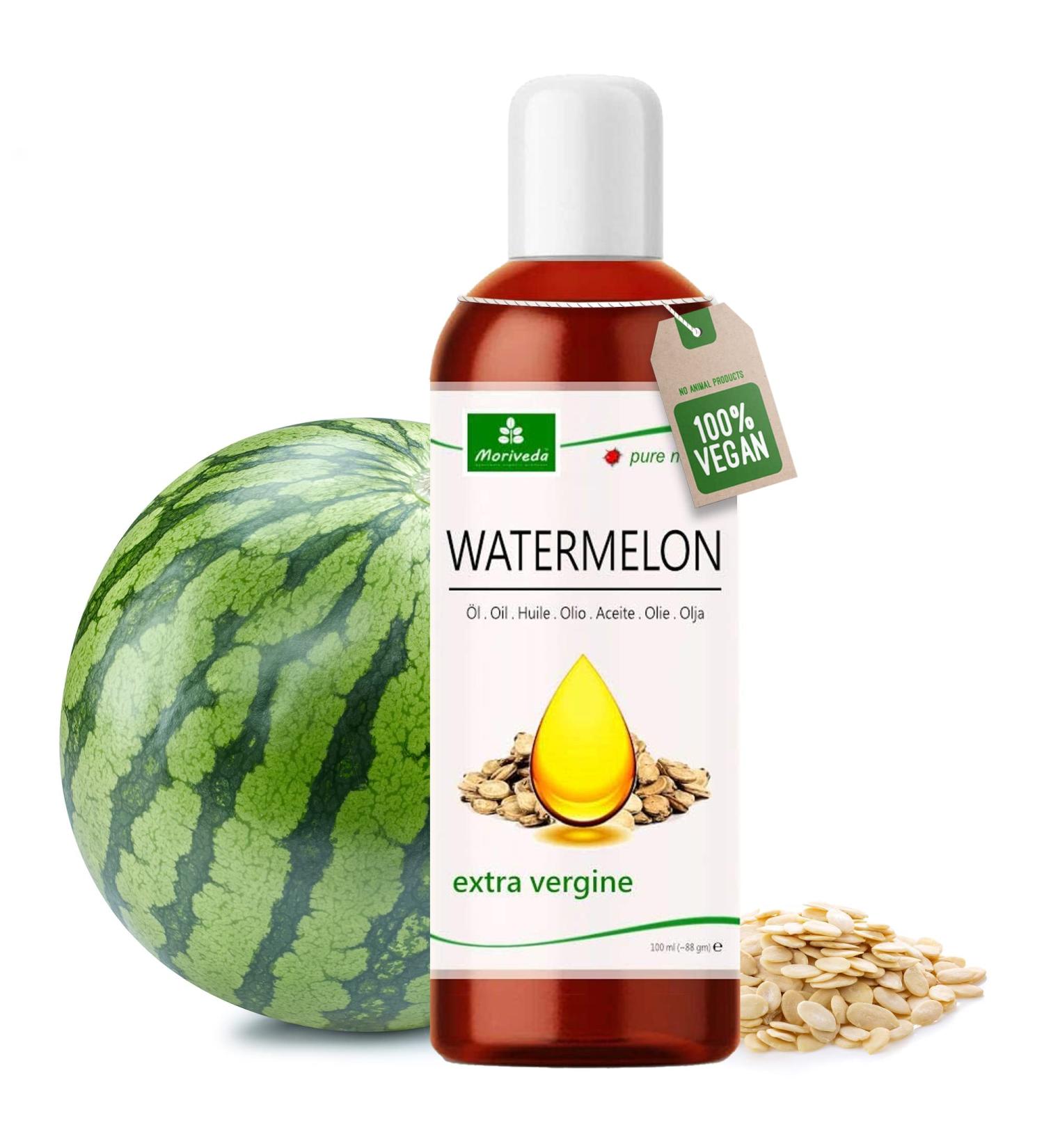 Moriveda Watermelon Oil 100ml - 100% Pure Cold-Pressed Oil for Skin Hair & Beard Care | Vegan Massage Bathing & Food Oil - Buy Online on GoSupps.com