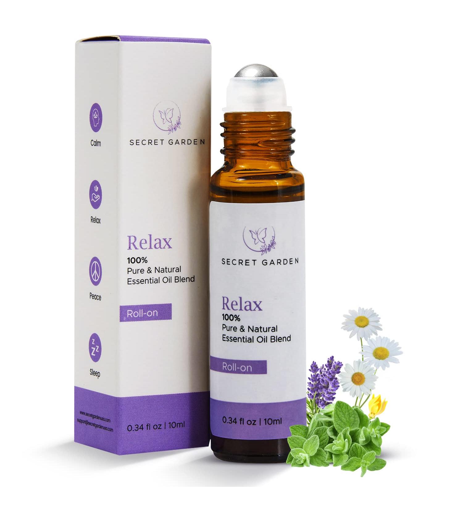 Relax Essential Oil Roll On 10ml - Lavender Aromatherapy Massage Skincare - Premium Essential Oil Roller by Secret Garden - Buy Online on GoSupps.com