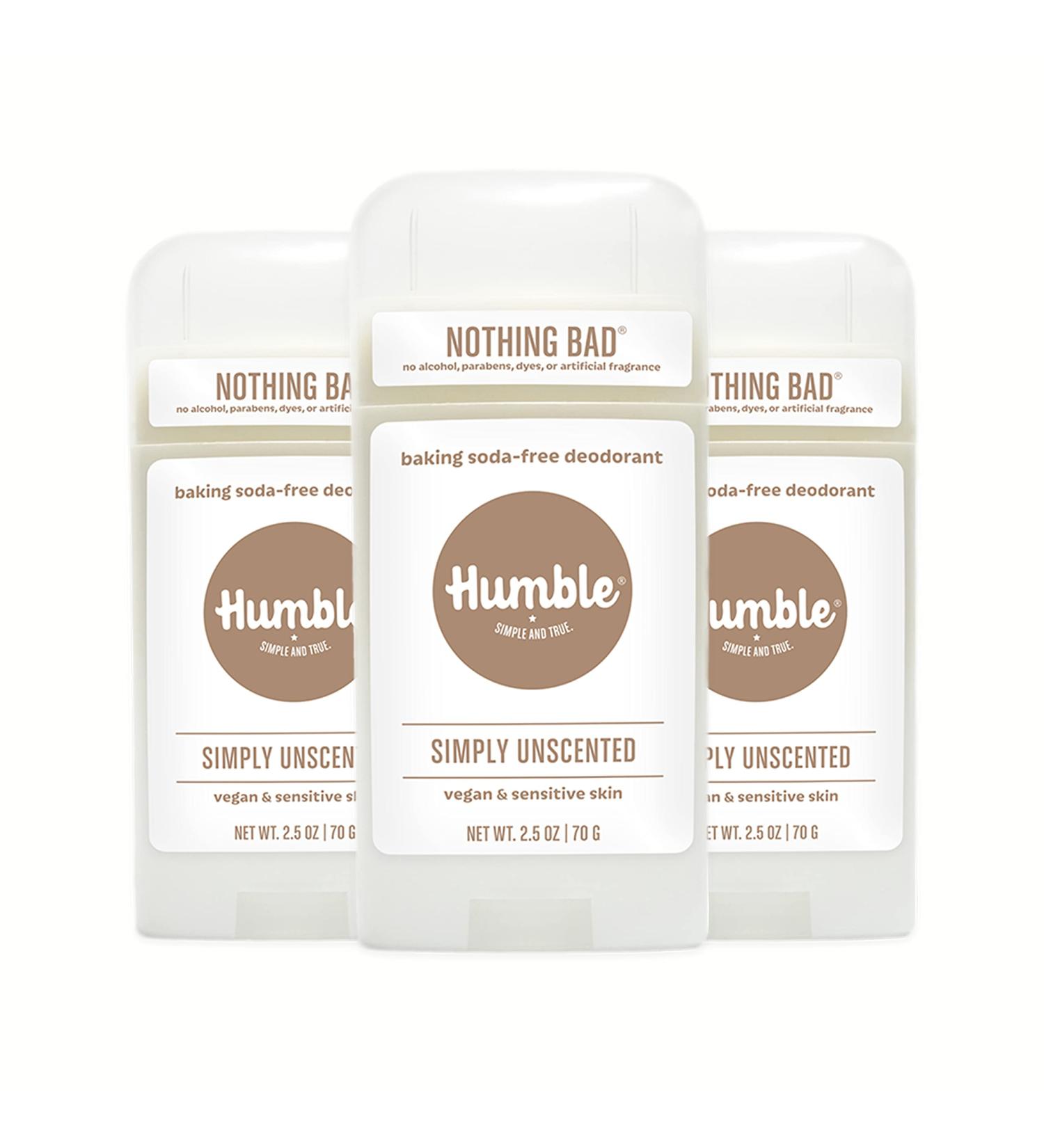 HUMBLE BRANDS Aluminum-Free Deodorant Vegan and Cruelty- free Formulated for Sensitive Skin Simply Unscented 2.5 Ounce (Pack of 3) Simply Unscented 2.5 Ounce (Pack of 3) - Buy Online on GoSupps.com