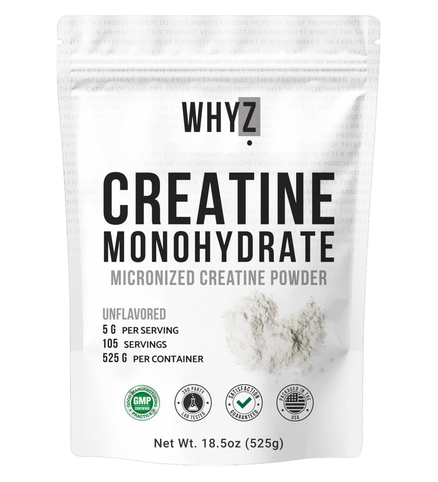Creatine Monohydrate Powder, 525g, Micronized & Unflavored, Creatine Supplement for Men & Women, Muscle Support, Strength & Recovery, 105 Servings 1.16 Pound (Pack of 1) - Buy Online on GoSupps.com