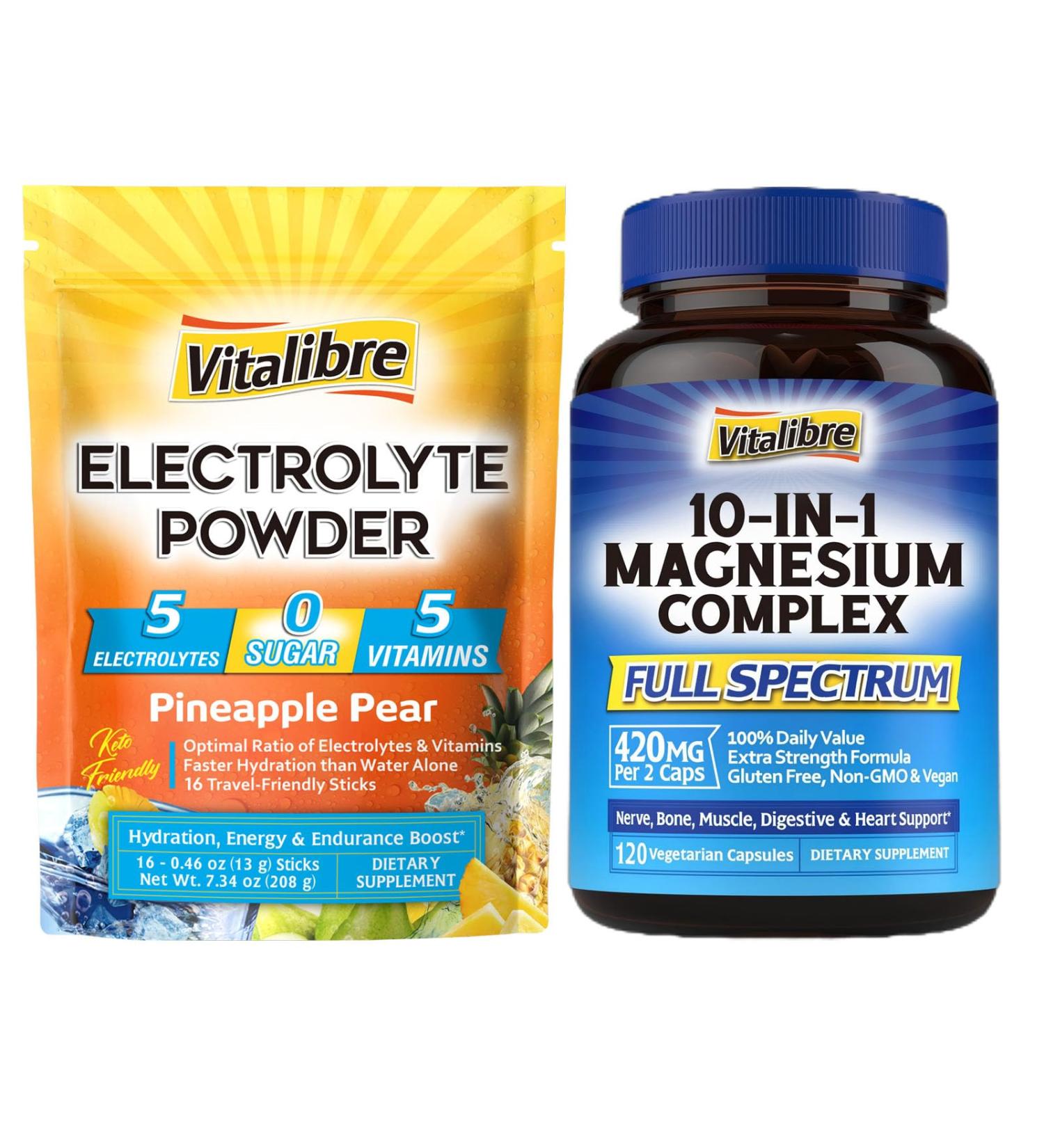 Electrolytes Powder Packets & 10 in 1 Magnesium Complex 120 Capsules - Buy Online on GoSupps.com