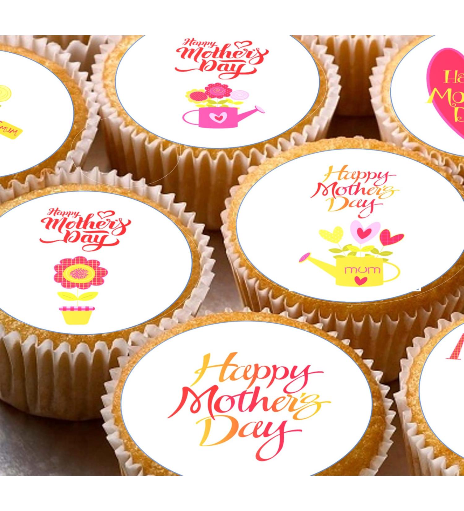 Mother's Day 24 pre-cut edible party decorations Wafer Paper Cupcake Topper Cake - Buy Online on GoSupps.com