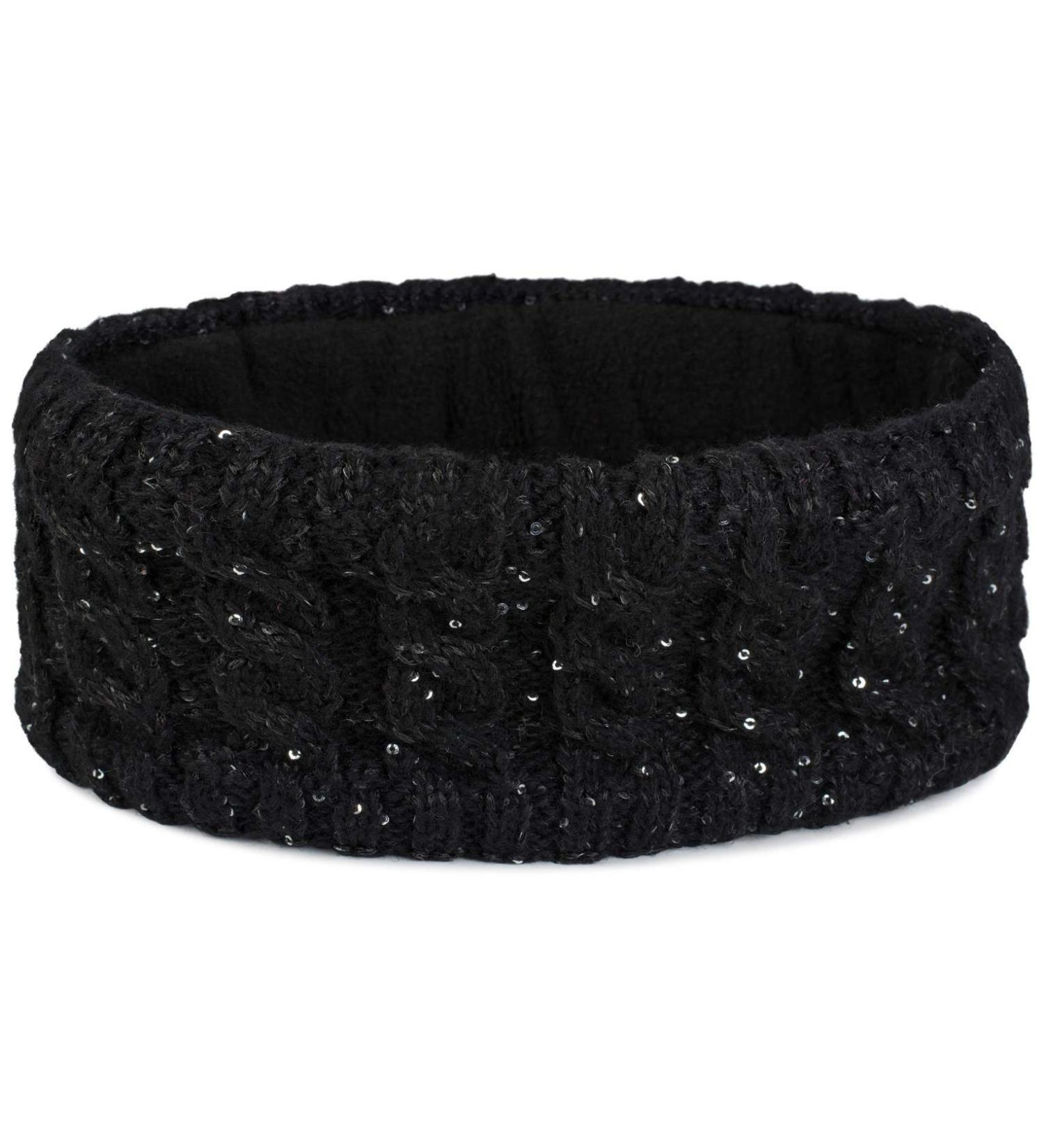 Stylbreaker Ladies Knit Headband with Braid Pattern & Sequins | Fleece-Lined Winter Hair Band in Black - Perfect for Cold Weather Fashion - Buy Online on GoSupps.com