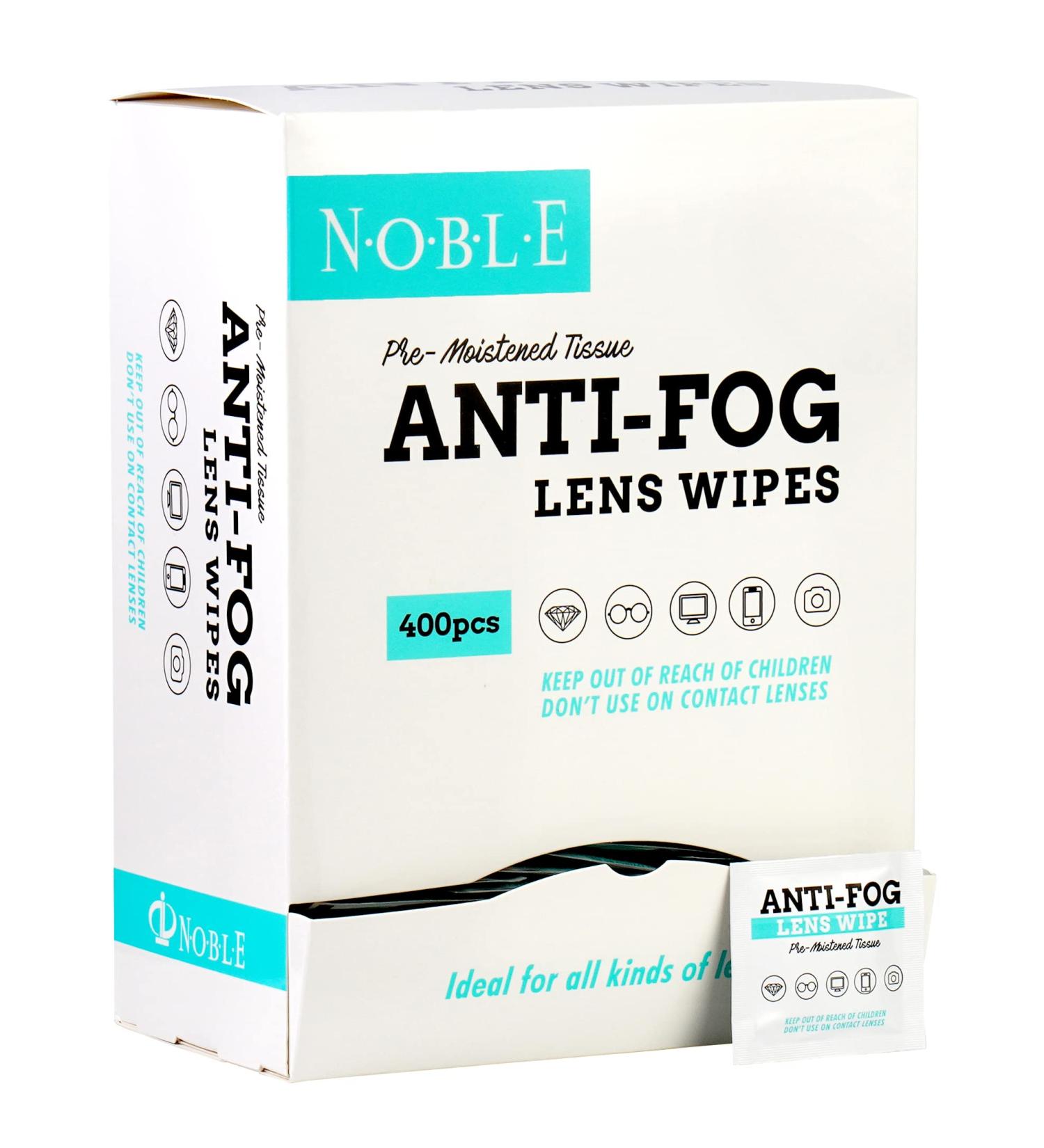 Noble Anti-Fog Lens & Screen Cleaning Wipes - 400 Individually Wrapped Residue-Free Perfect for Glasses Smartphones Cameras & Touchscreens - Buy Online on GoSupps.com