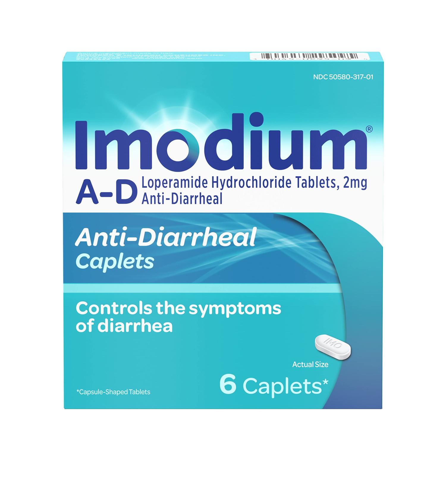 Imodium AD Diarrhea Relief Caplets - Loperamide Hydrochloride 6 Count, Blue - Anti-Diarrheal Medicine - Buy Online on GoSupps.com