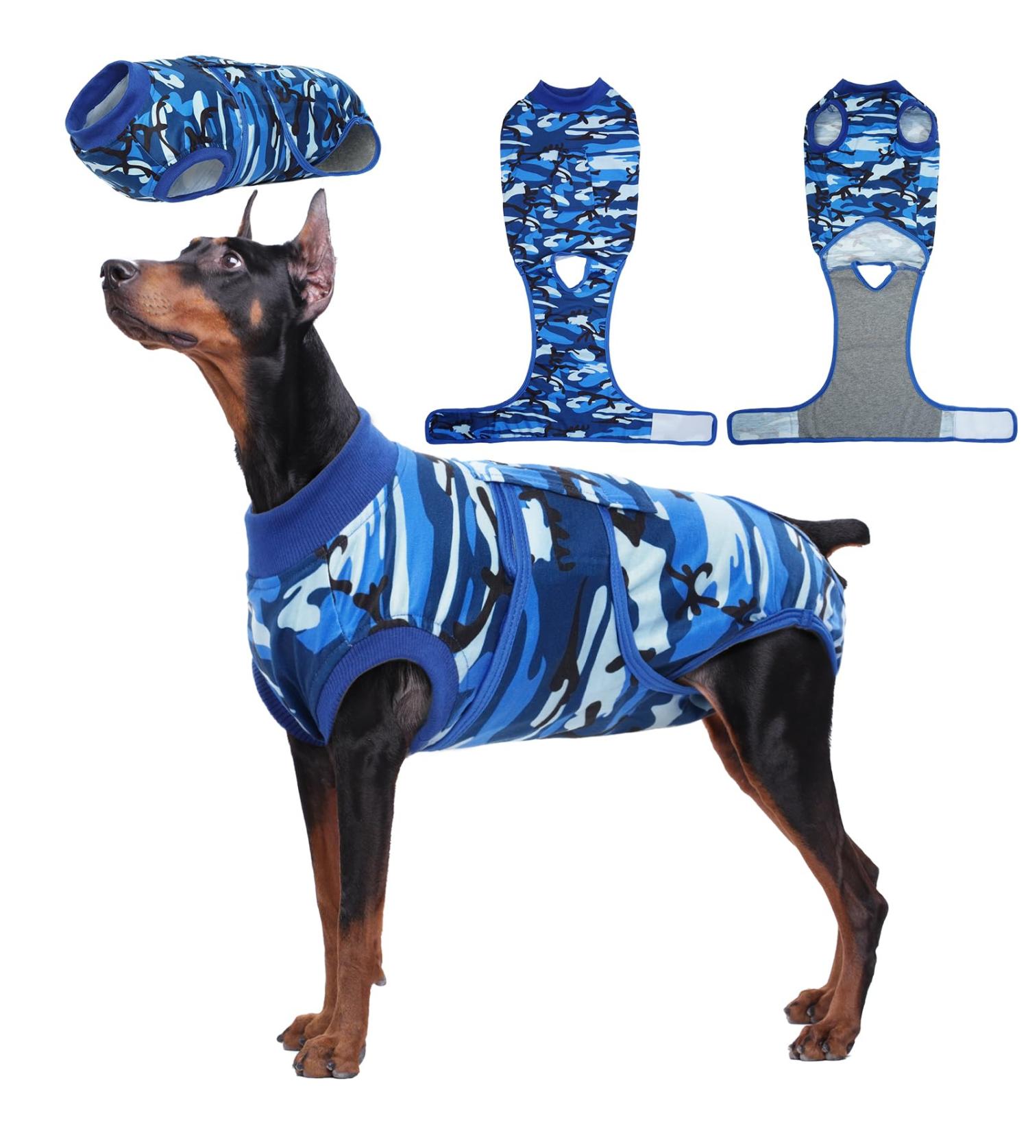 Buy Kuoser Camouflage Dog Body After Surgery | Breathable Post-Op Suit for Dogs | XL Blue Star Color | Alternative to Protective Collar - Buy Online on GoSupps.com