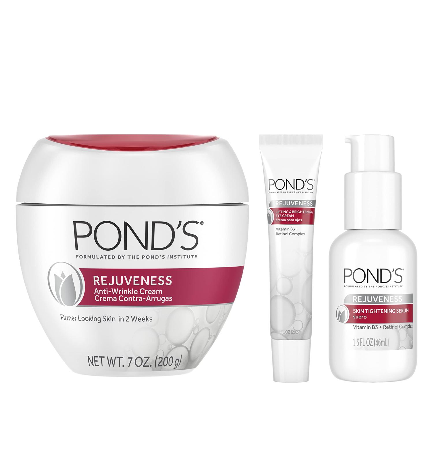 Pond's Anti-Aging Skin Care Regimen Pack with Vitamin B3 and Retinol Complex - 3pc Set for Visibly Reduced Wrinkles and Aging Signs - Buy Online on GoSupps.com