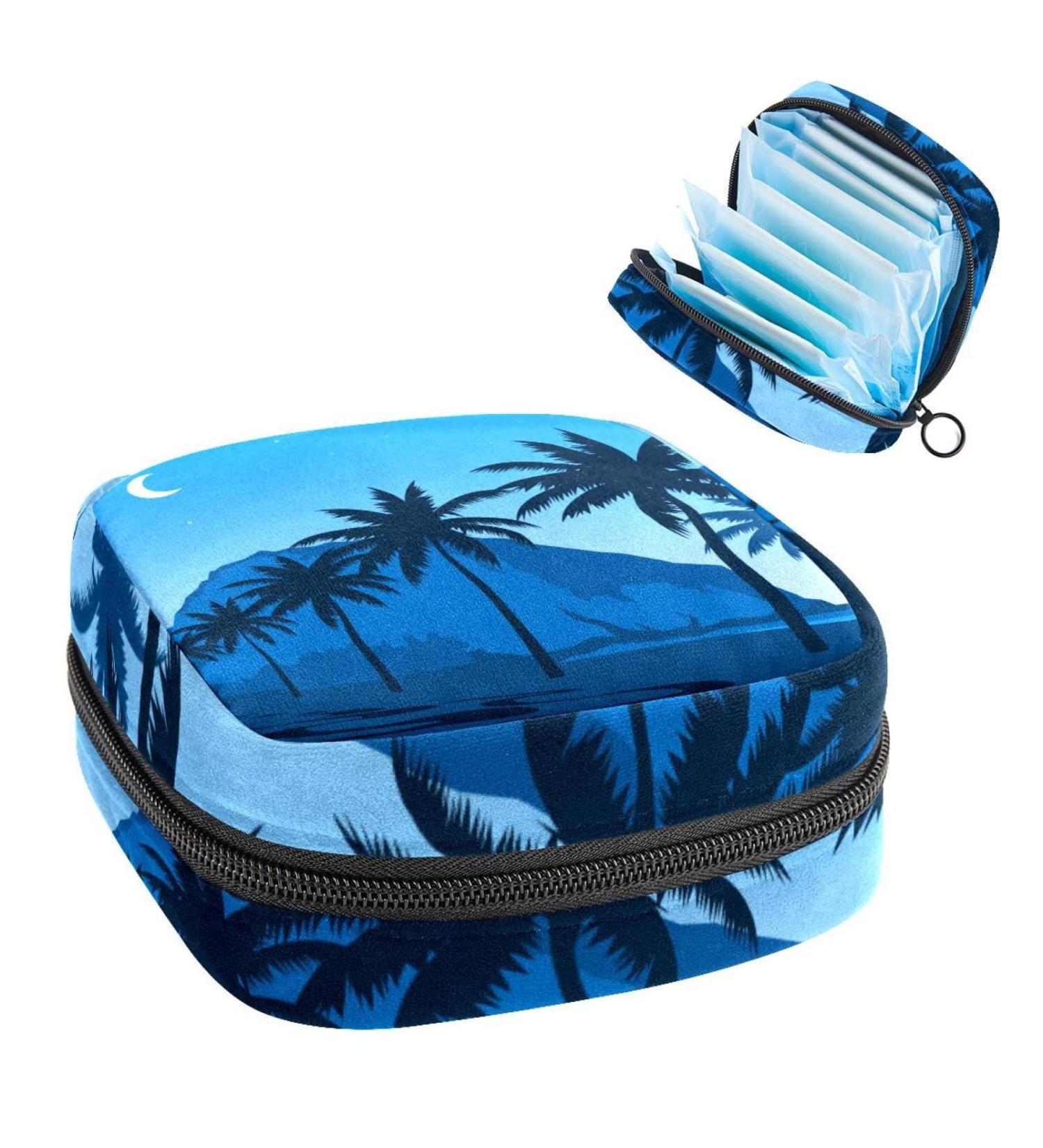 Women's Lift Storage Pocket Stillpad Keeper - Coconut Tree Pattern Portable Period Kit | Feminine Product Bag for Women & Girls - Buy Online on GoSupps.com