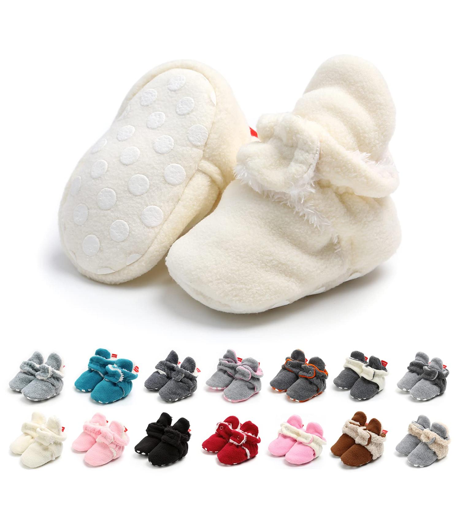 EDOTON Unisex Newborn Winter Boots - Non-Slip Sole, Warm & Soft Stay-On Bootie Sock 12-18 Months (White) - Buy Online on GoSupps.com