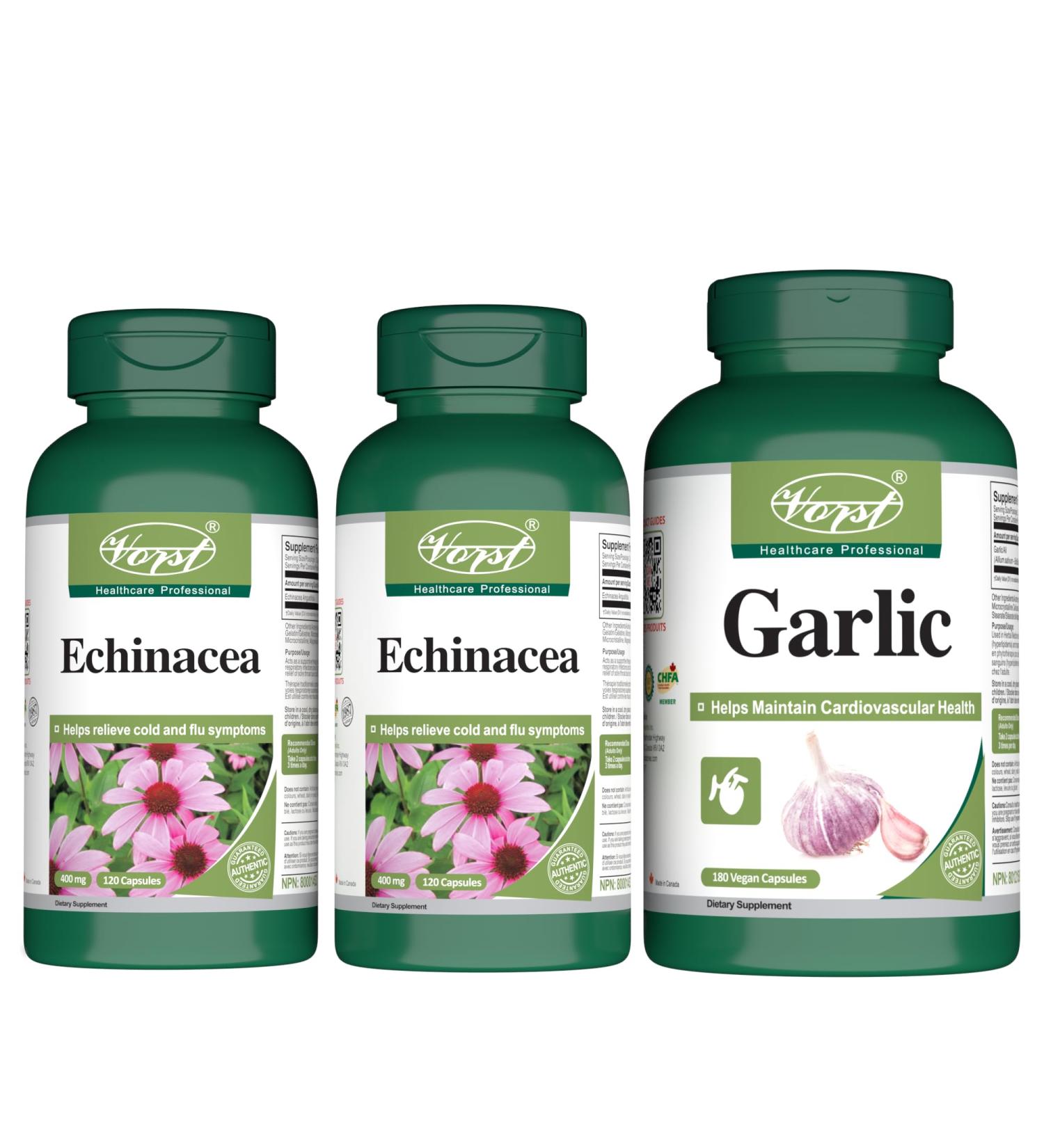 VORST Echinacea x 2 Bottles and Garlic x 1 Bottle - Buy Online on GoSupps.com