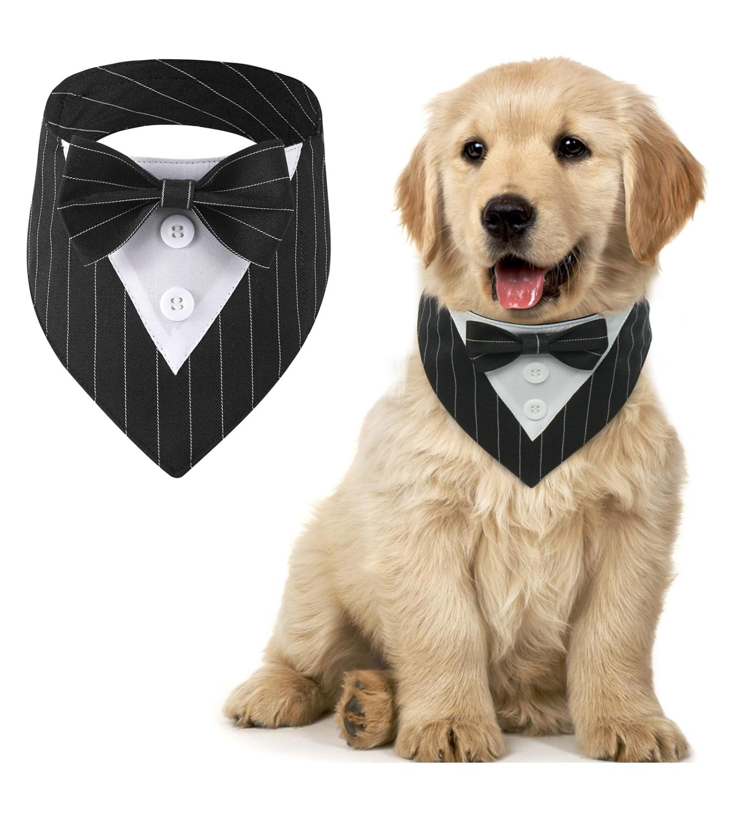 Buy Maustlie Dogs Smoking Bandana - Adjustable Triangle Scarf for Weddings & Parties | Stylish Black Stripe Pet Accessory - Buy Online on GoSupps.com