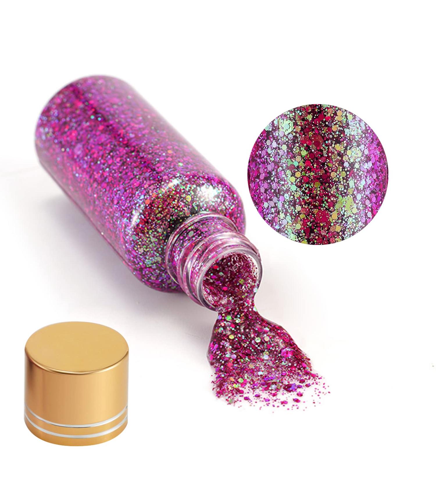 Holographic Laser Body Glitter Gel - Mermaid Sequins Makeup for Body, Hair, Face, Nails, Eyeshadow - Long Lasting & Waterproof - 1oz (Laser Pink) - Buy Online on GoSupps.com