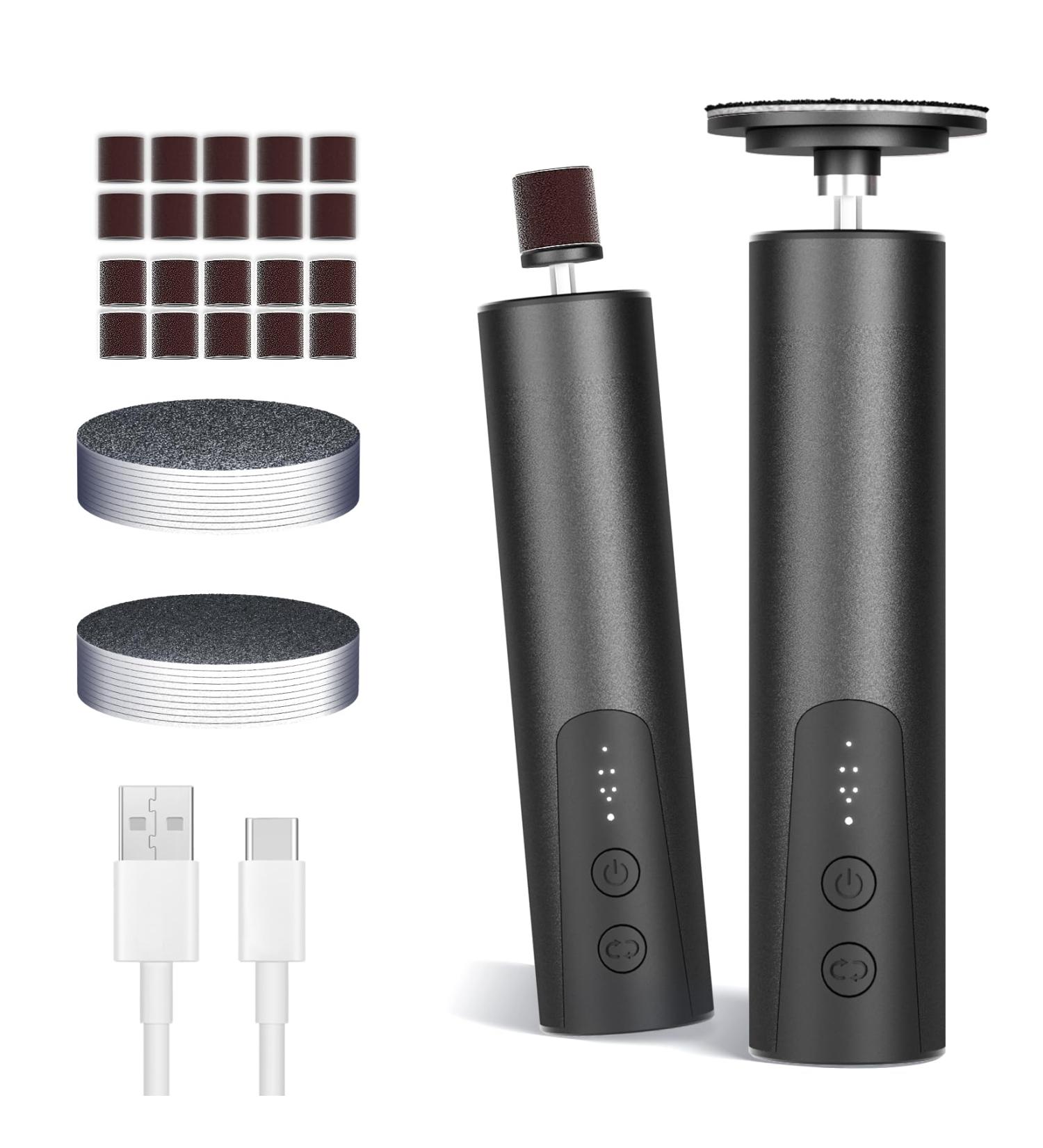 Ranrose Multifunction Electric Callus Remover - 2 in 1 Rechargeable Foot File with Nail Drill Bit & 6 Speeds | Professional Pedicure Tool for Smooth Feet - Black - Buy Online on GoSupps.com