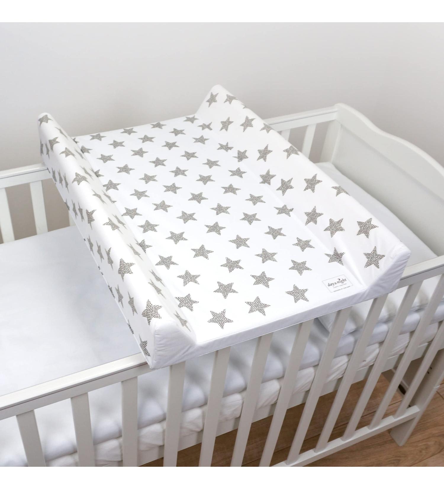 Baby Hard Base Changing Mat/Top Changer 70x50 cm fits 120x60 cm Cot Unisex Wedge Anti Roll Nappy Newborn Baby Waterproof Changing Mat with Raised Edges (Stars) - Buy Online on GoSupps.com