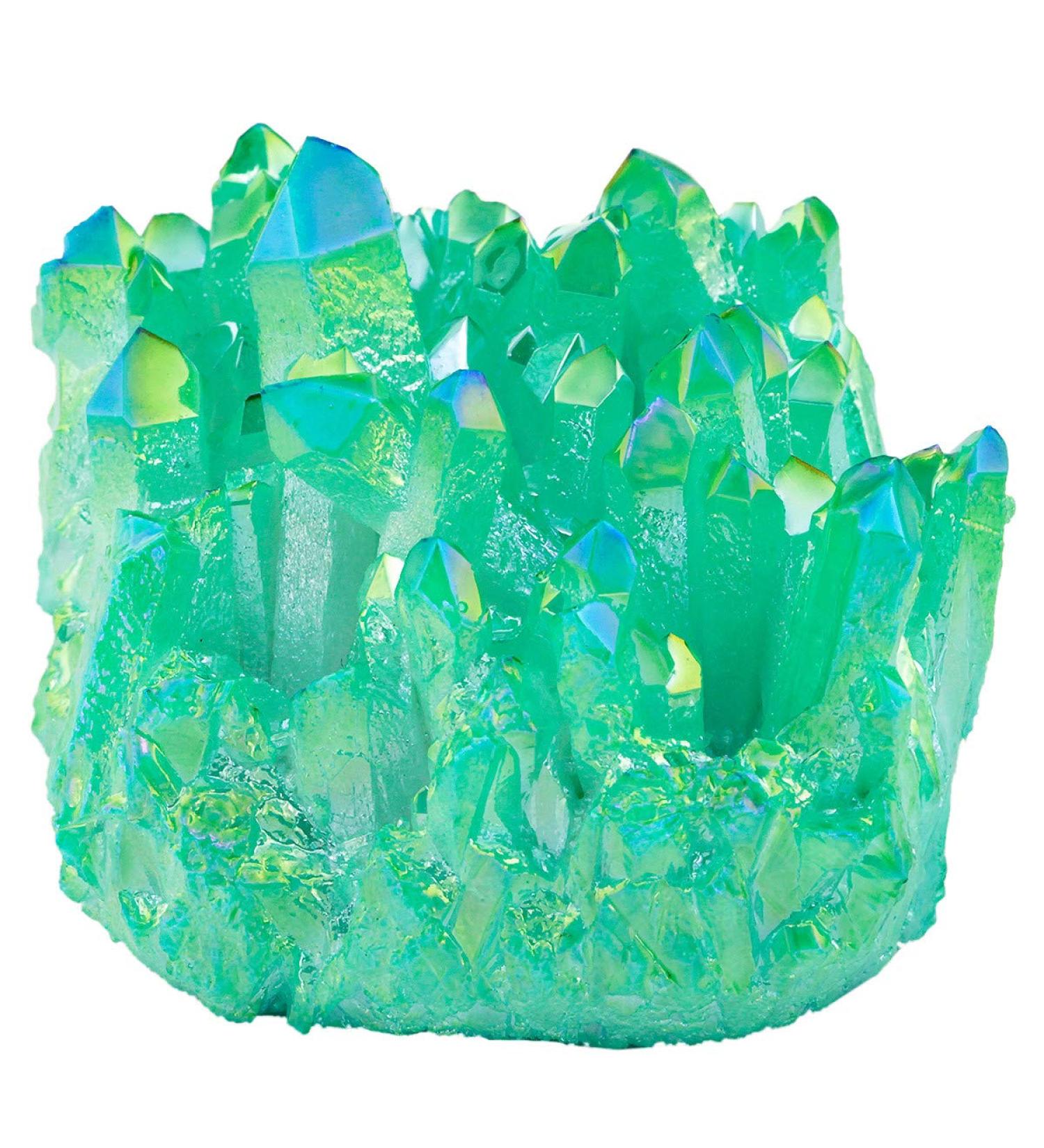 Nupuyai Titanium Coated Green Bergkristall Druse - Irregular Crystal Cluster Quartz Geode for Reiki & Feng Shui Decoration - Buy Online on GoSupps.com