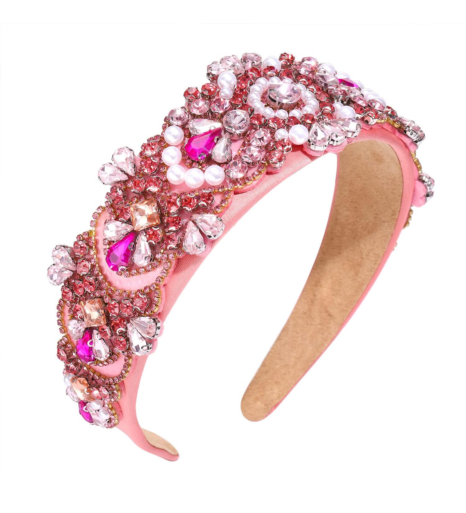 Crystal Headbands for Women - Rhinestone & Pearl Beaded Handmade Hair Accessories (A04) - Buy Online on GoSupps.com